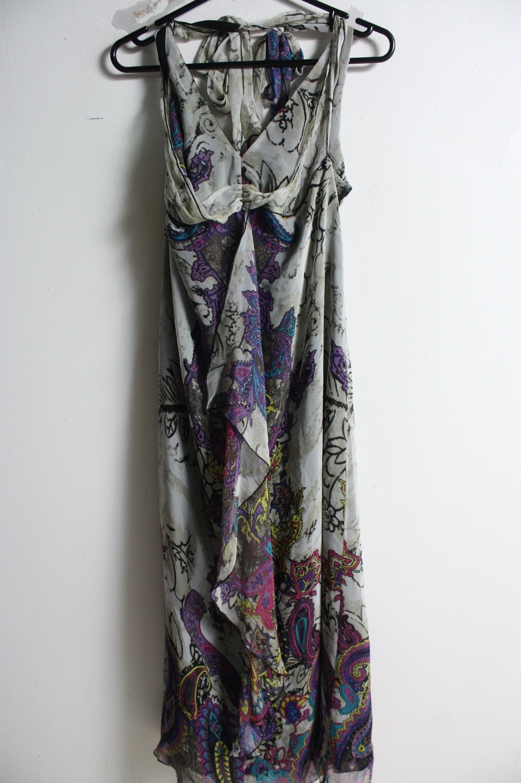 Next Womens Floaty Frill Halter Maxi Dress – Grey – Size 18 (j78)