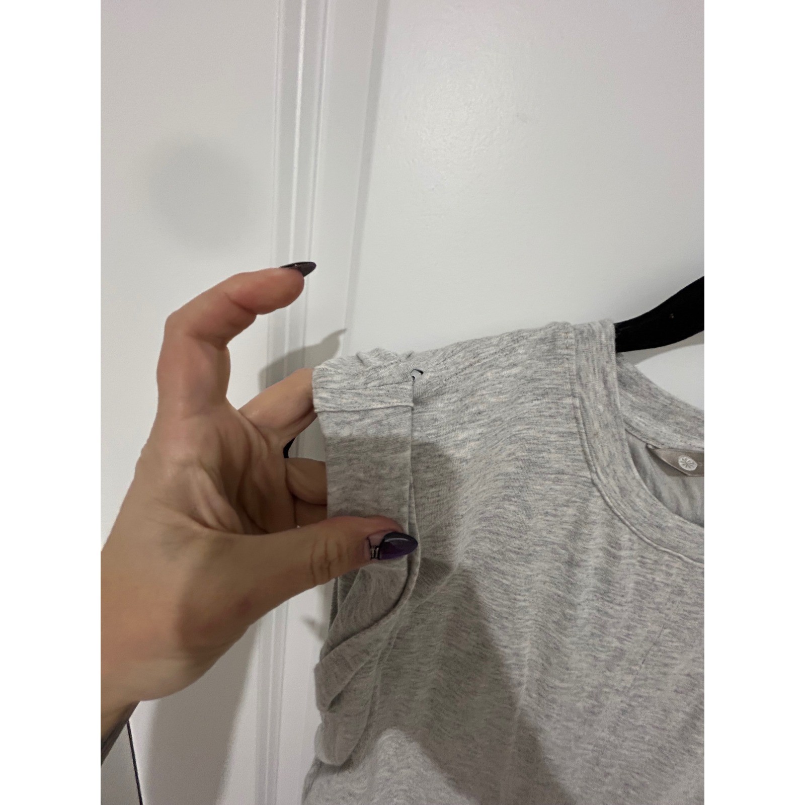 Athleta Heather Grey Ruched Side Tee Dress Tunic Short Sleeve Casual Women