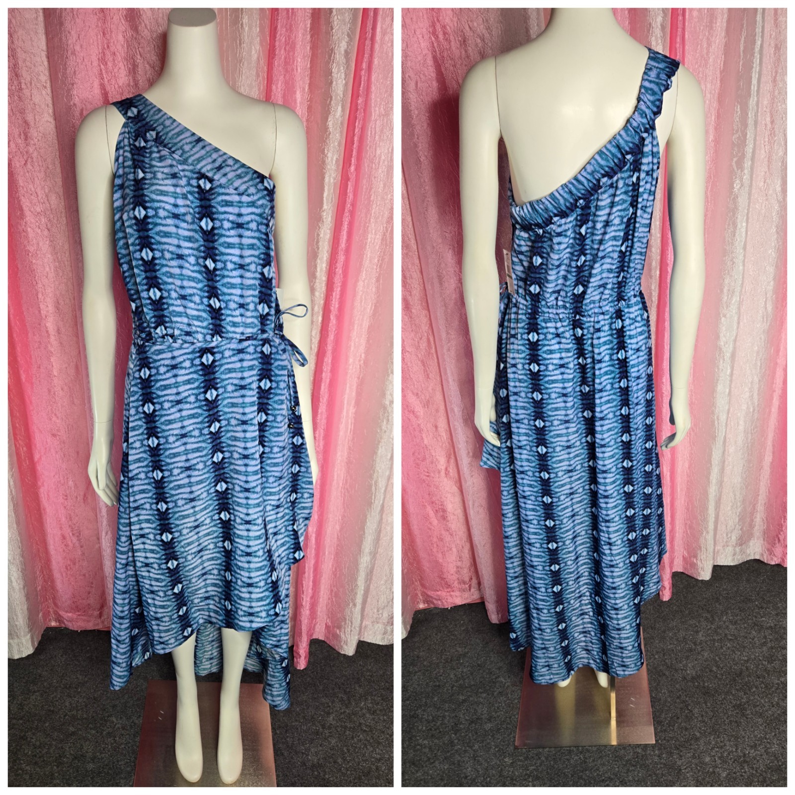 Jessica Simpson Sahara One Shoulder Wrap Asymmetrical Maxi Dress Size Large NWT