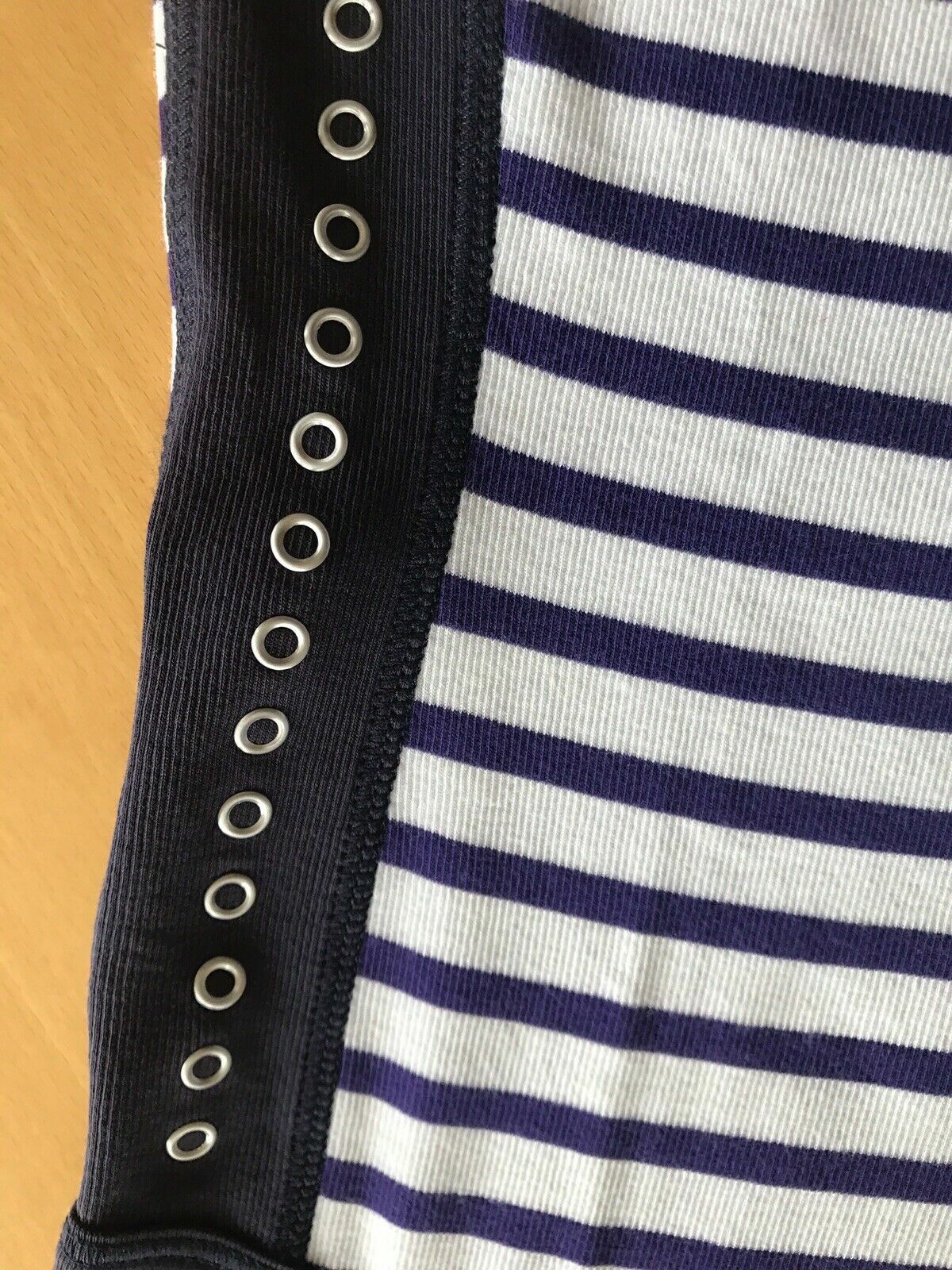 Summer Dress N5 Purple White Stripe Studded MARC CAIN Gallon Stripe 42 NAUTICAL