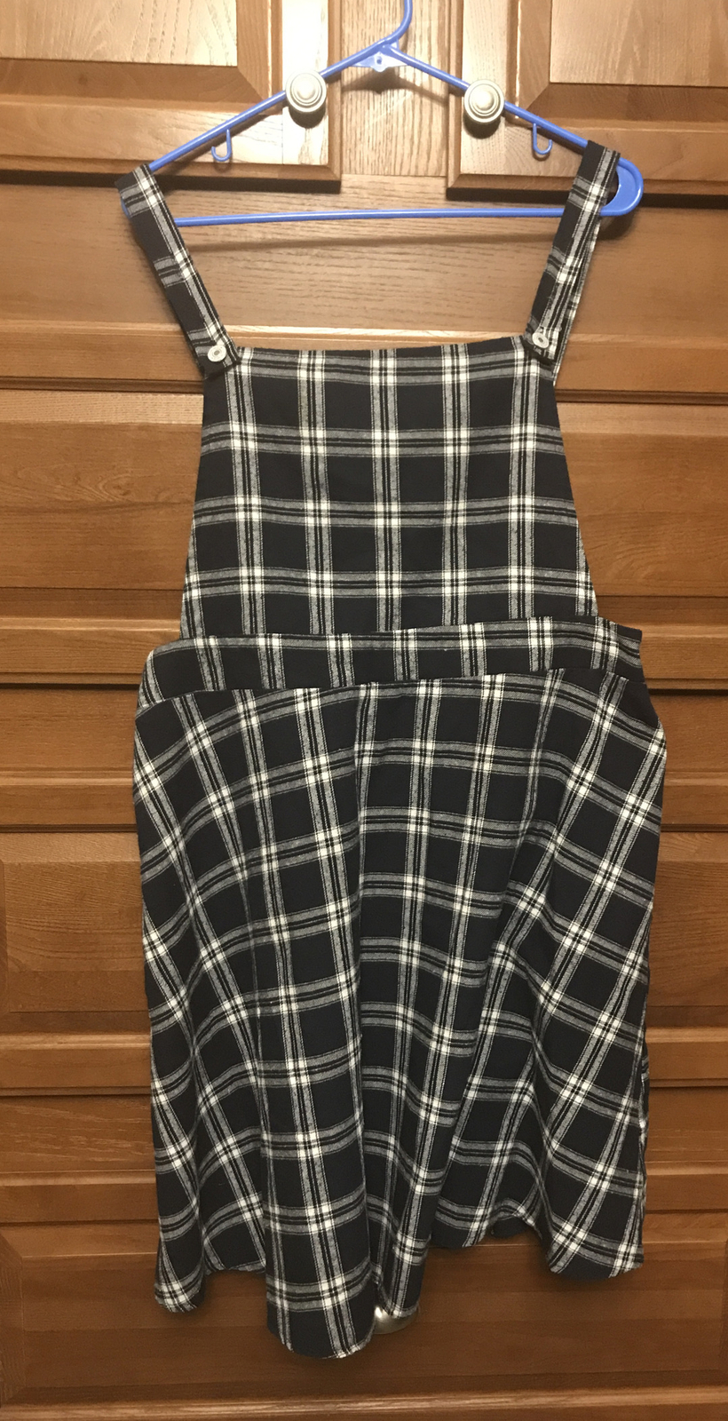 Shein Curve Sz 3XL Overall Dress Jumper adjustable suspenders plaid blue 1720