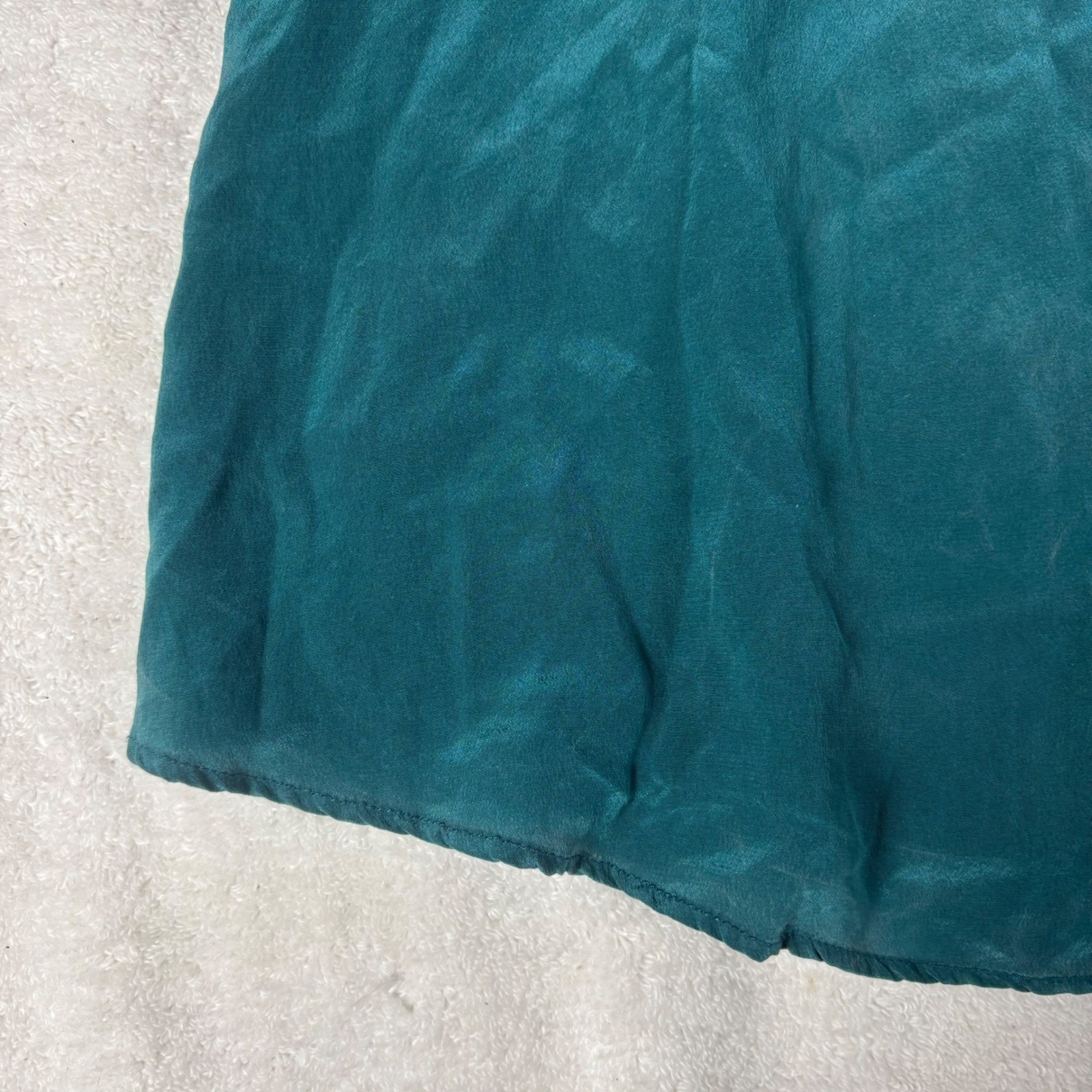 Lavender Brown Shift Dress Womens Medium Teal 100% Silk Short Sleeve Jewel Neck