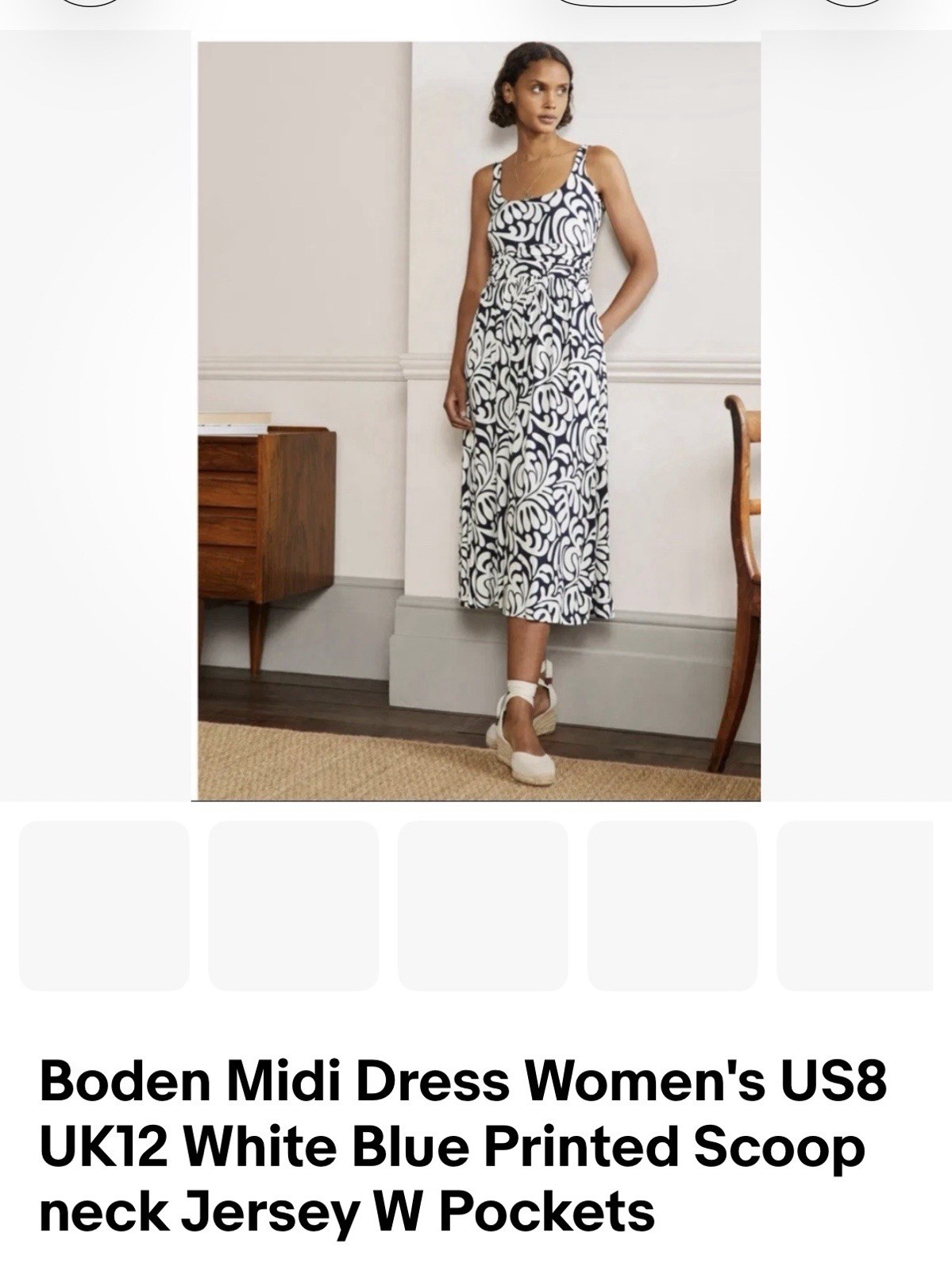 Boden Midi Blue and White Dress Size US 8R Tank Dress. Perfect For Summer
