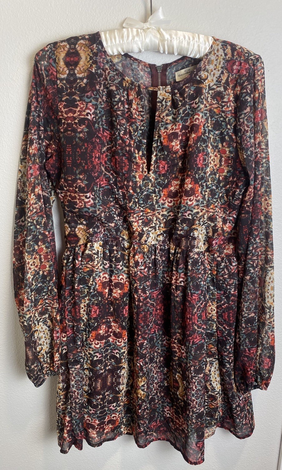 Abercrombie & Fitch Keyhole Neck Sheer Gothic Floral Dress Boho~Dark Romance~(S)