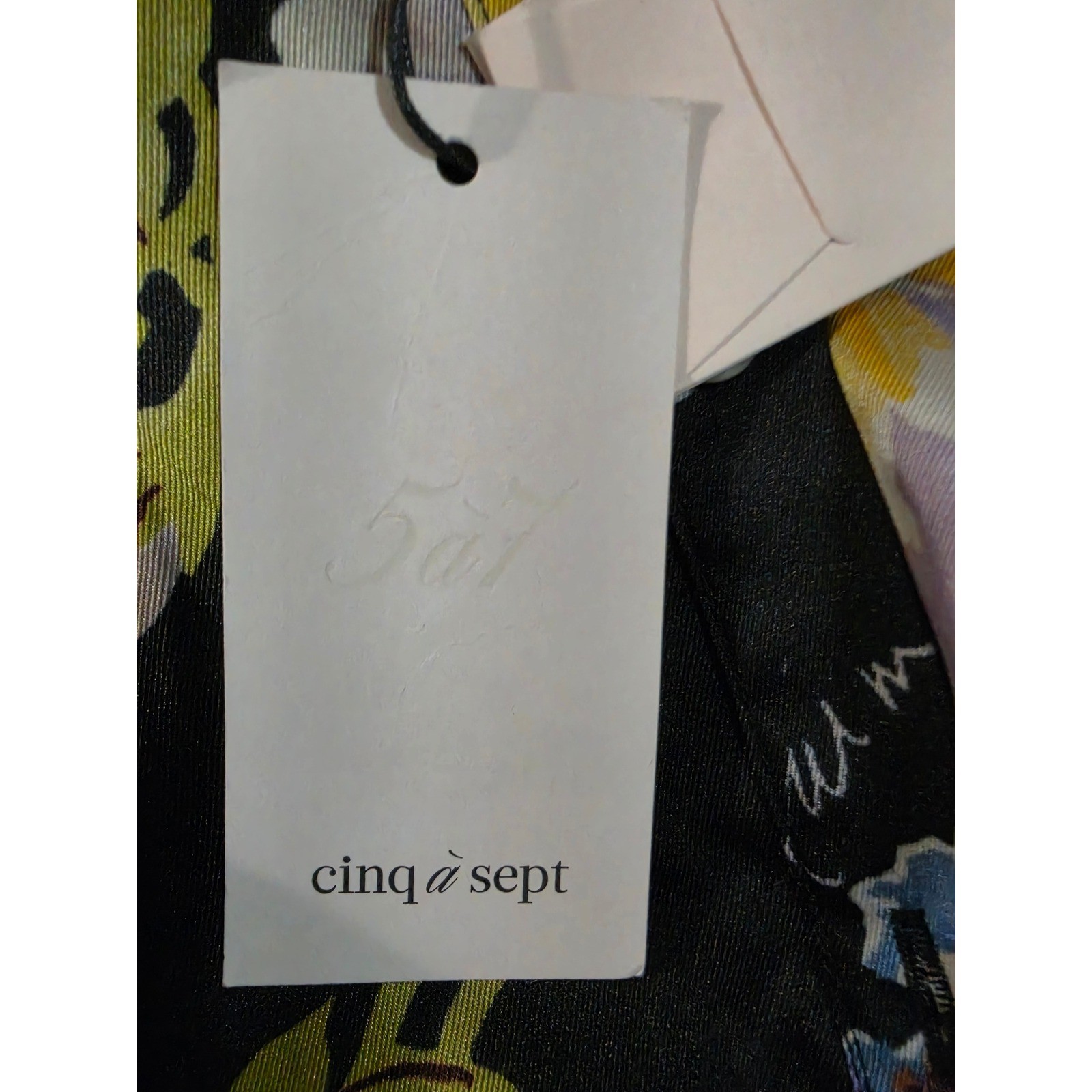 Cinq a Sept Black Floral Script Silk Blend Knotted Midi Dress Size 2