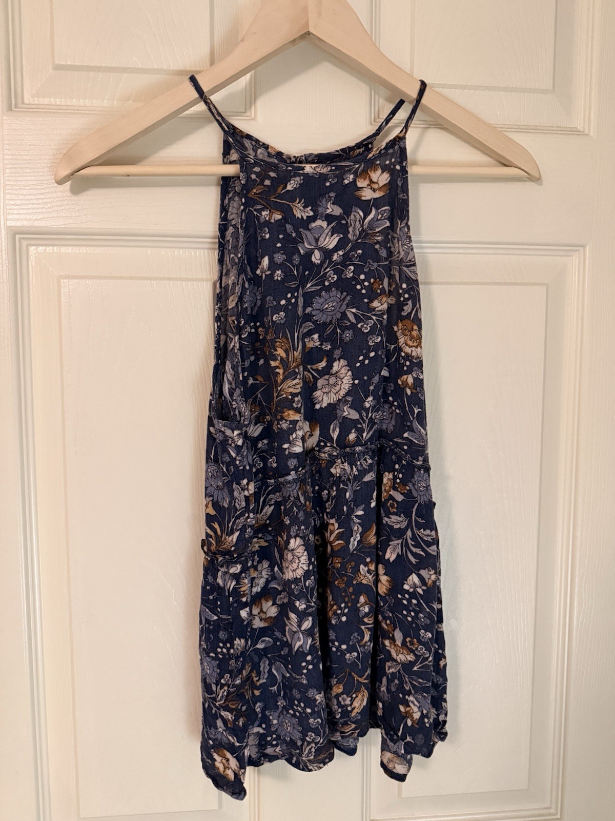 American Eagle Outfitters Floral Mini Dress Sleeveless Blue Beige White S/P