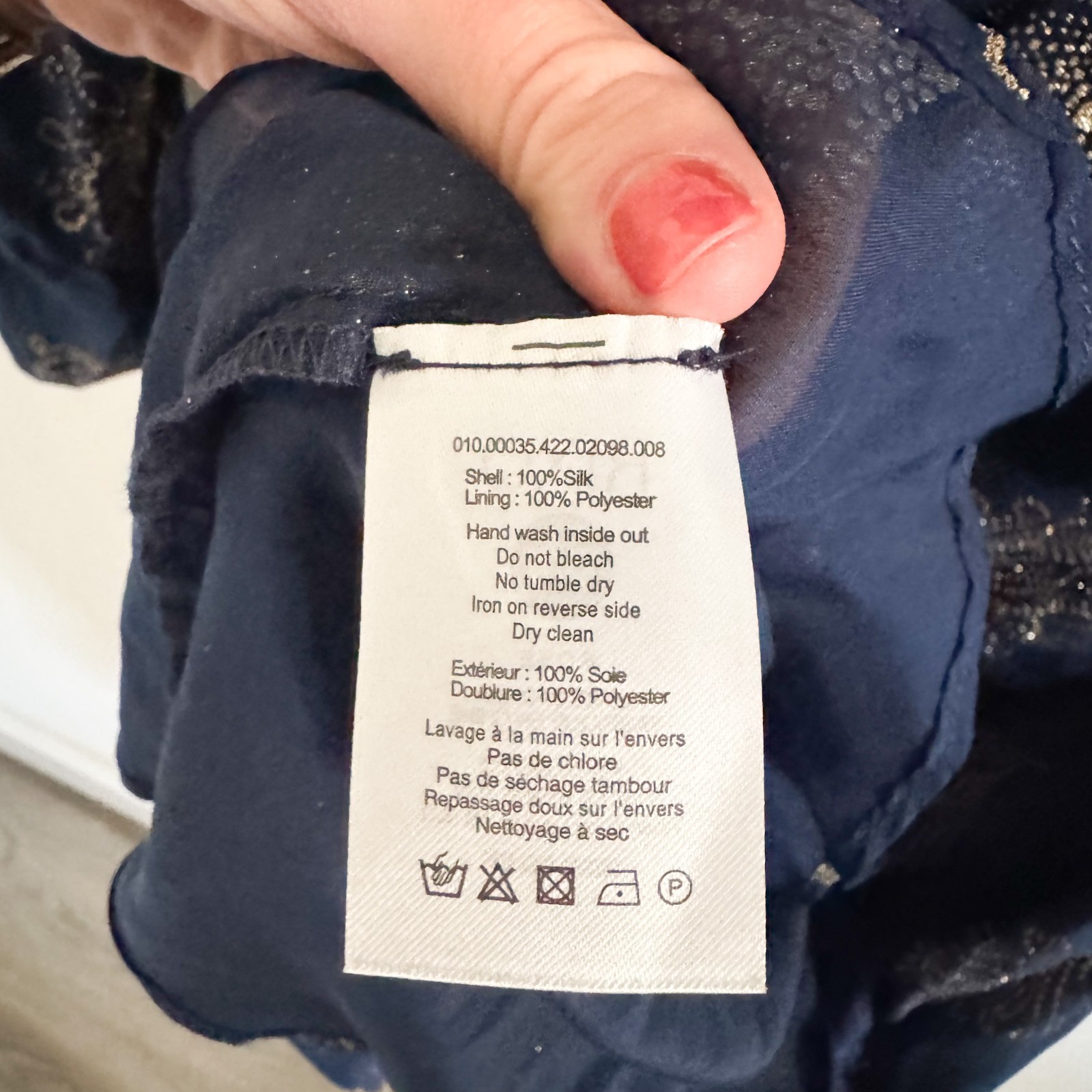 NWT Rixo Navy Rose Cut Out Ruffle Glittered Silk Crepe Midi Dress 4