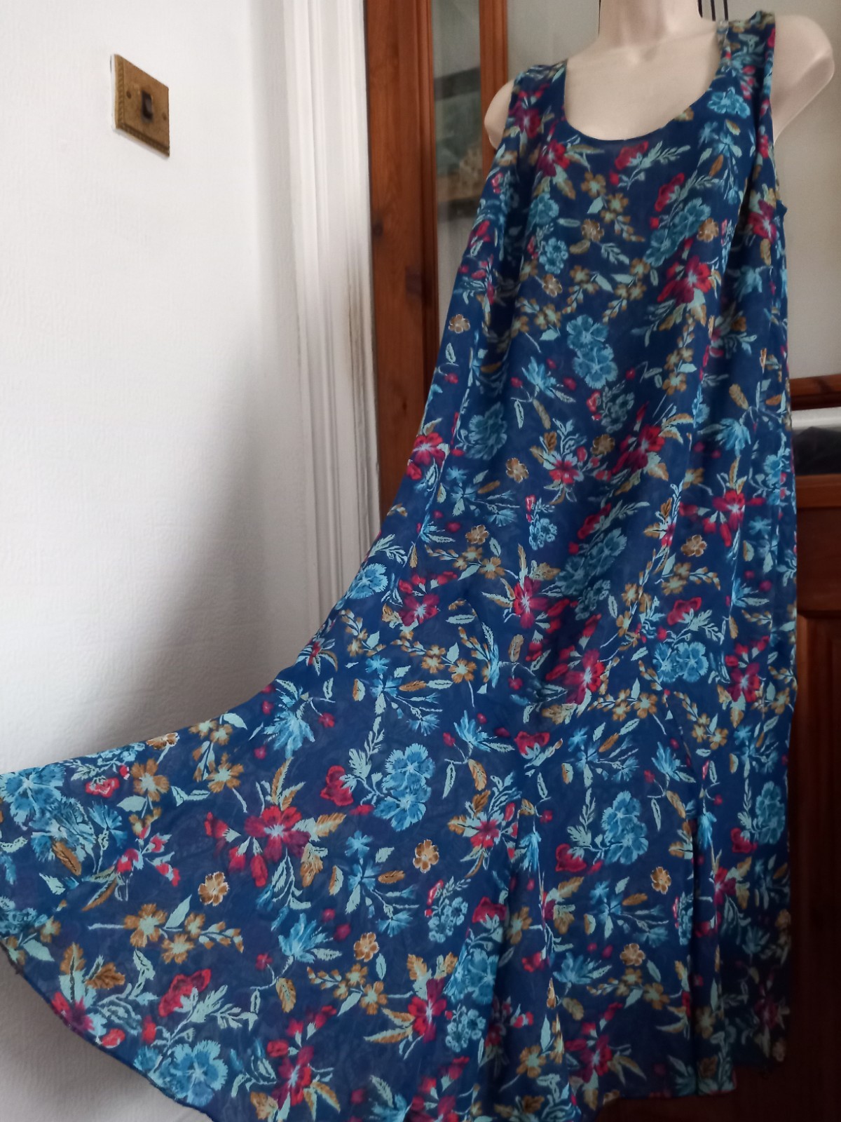VTG Look Double Layer Chiffon Reversible Midi Dress Size 18 20 Boho Hippy