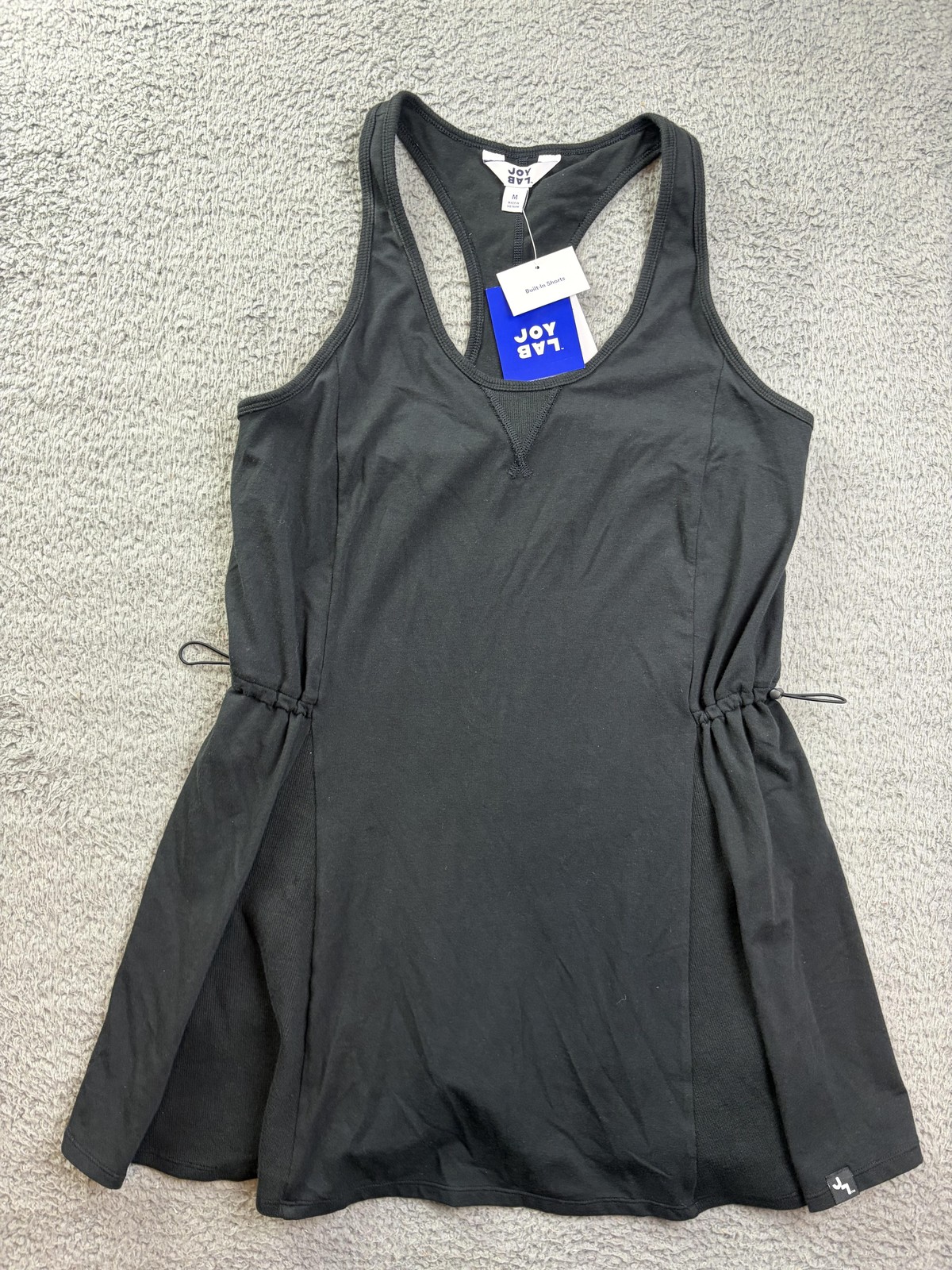 JoyLab Dress Womens Medium Black Strappy Tank Active Built In Shorts Mini NWT