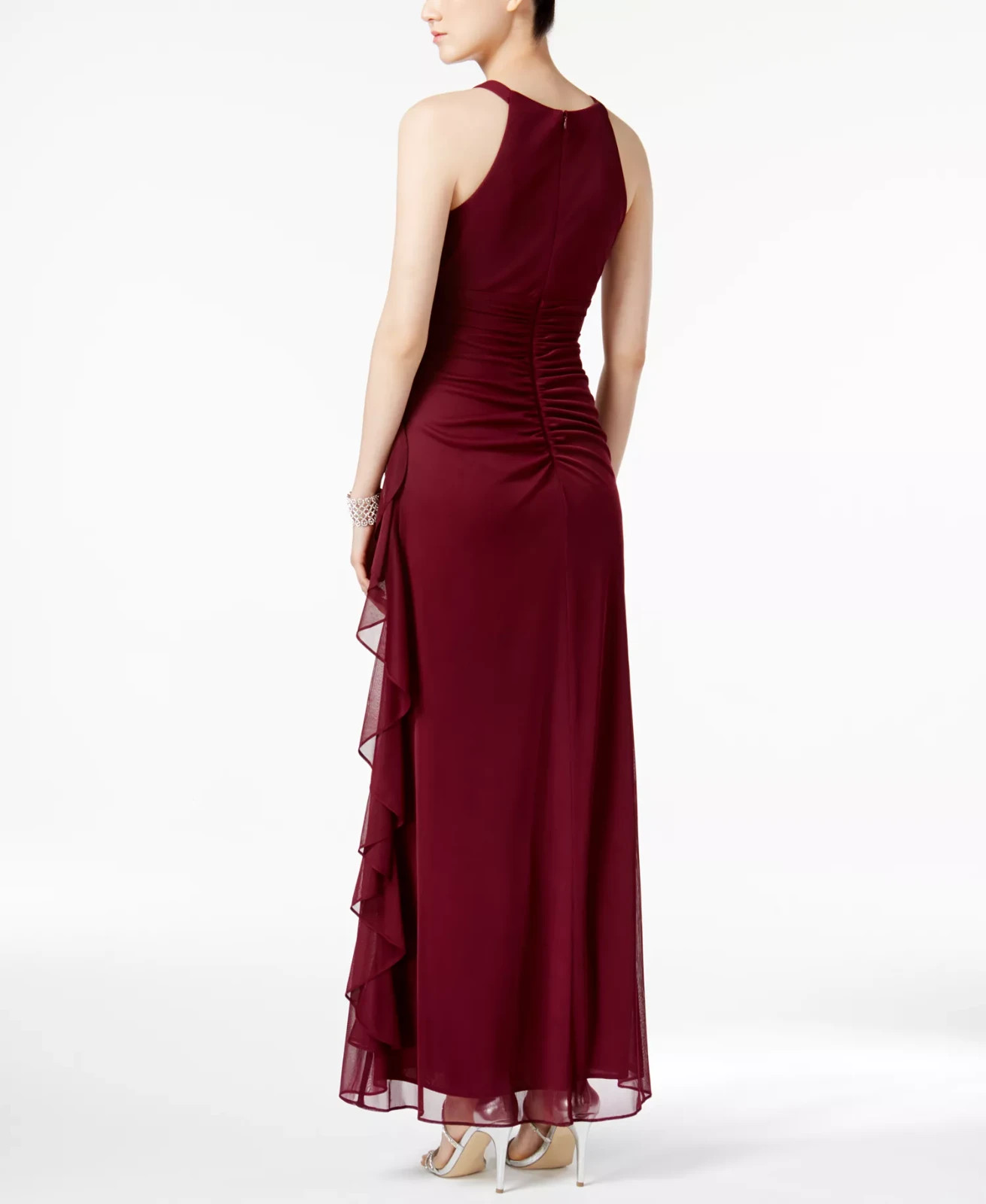 B&A By Betsy and Adam Ruched Halter Gown – Garnet – 8 NEW Msrp $119 Q17
