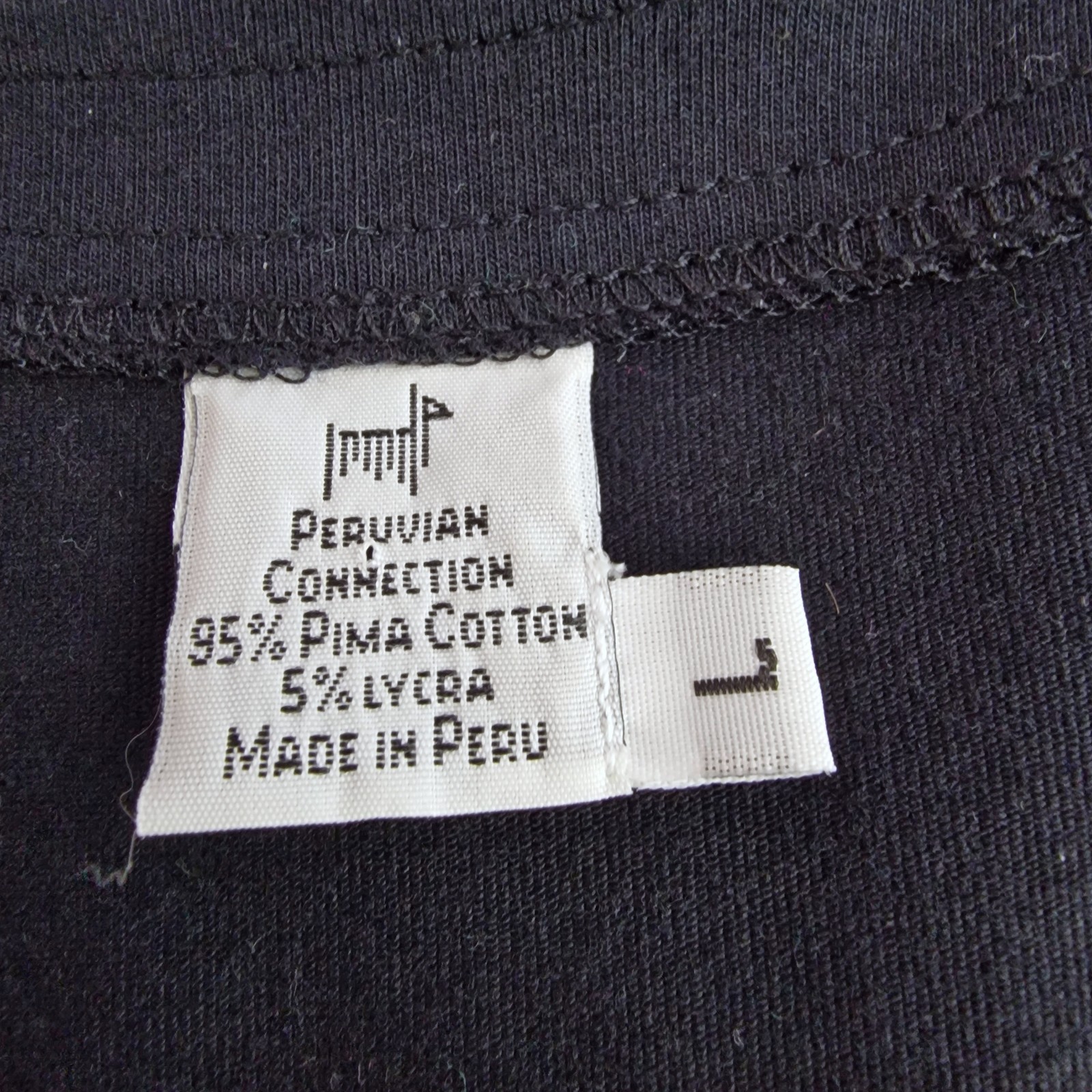 Peruvian Connection Jersey Dress Pima Cotton Black Minimalist Womens Size L
