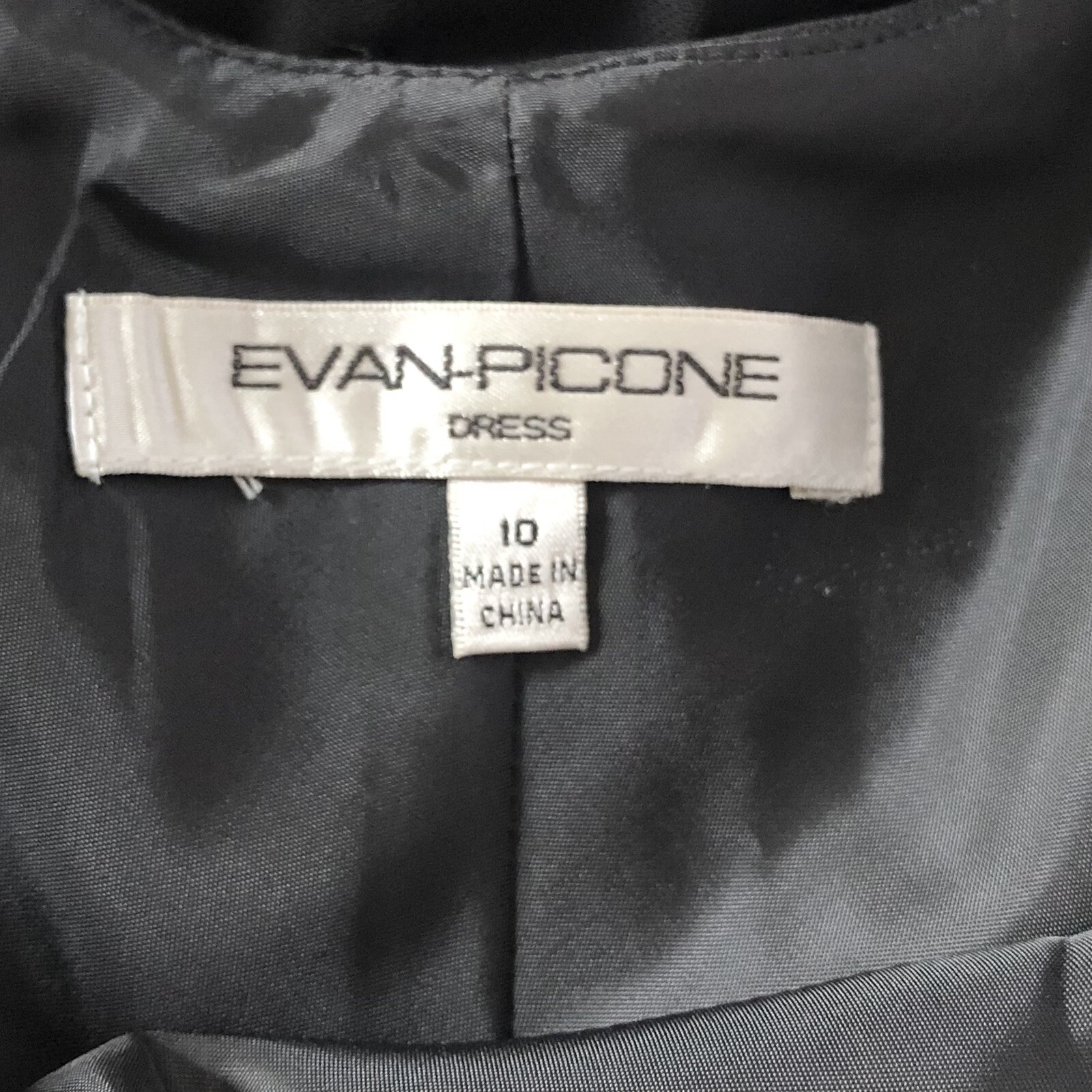 EVAN PICONE Dress 10 Black Sleeveless Rhinestones Draped Back Pullover NWT $99