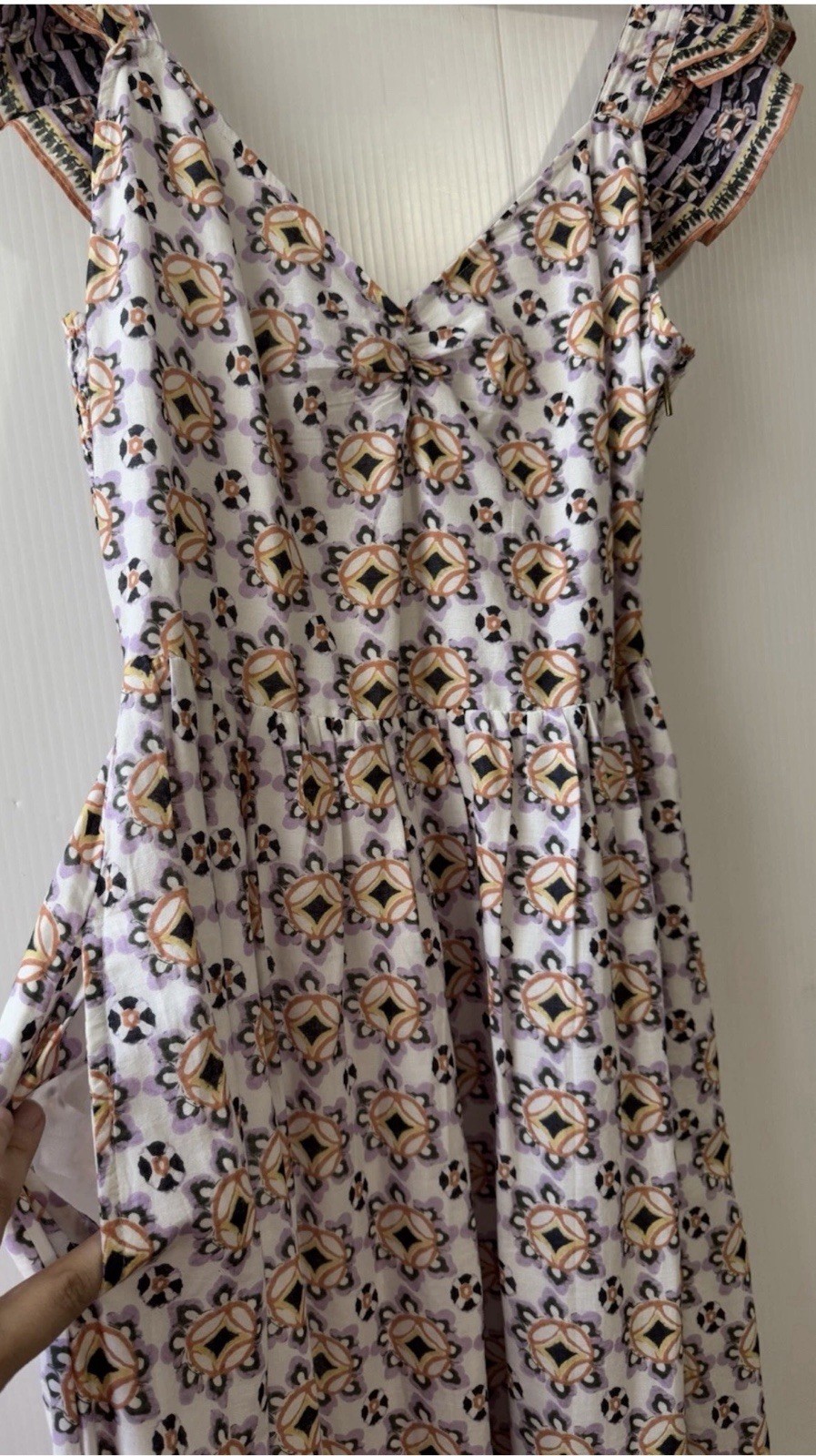 Cleobella Nica Maxi Long Sun Dress Marrakesh Print 100% Cotton Ruffle Sleeve M