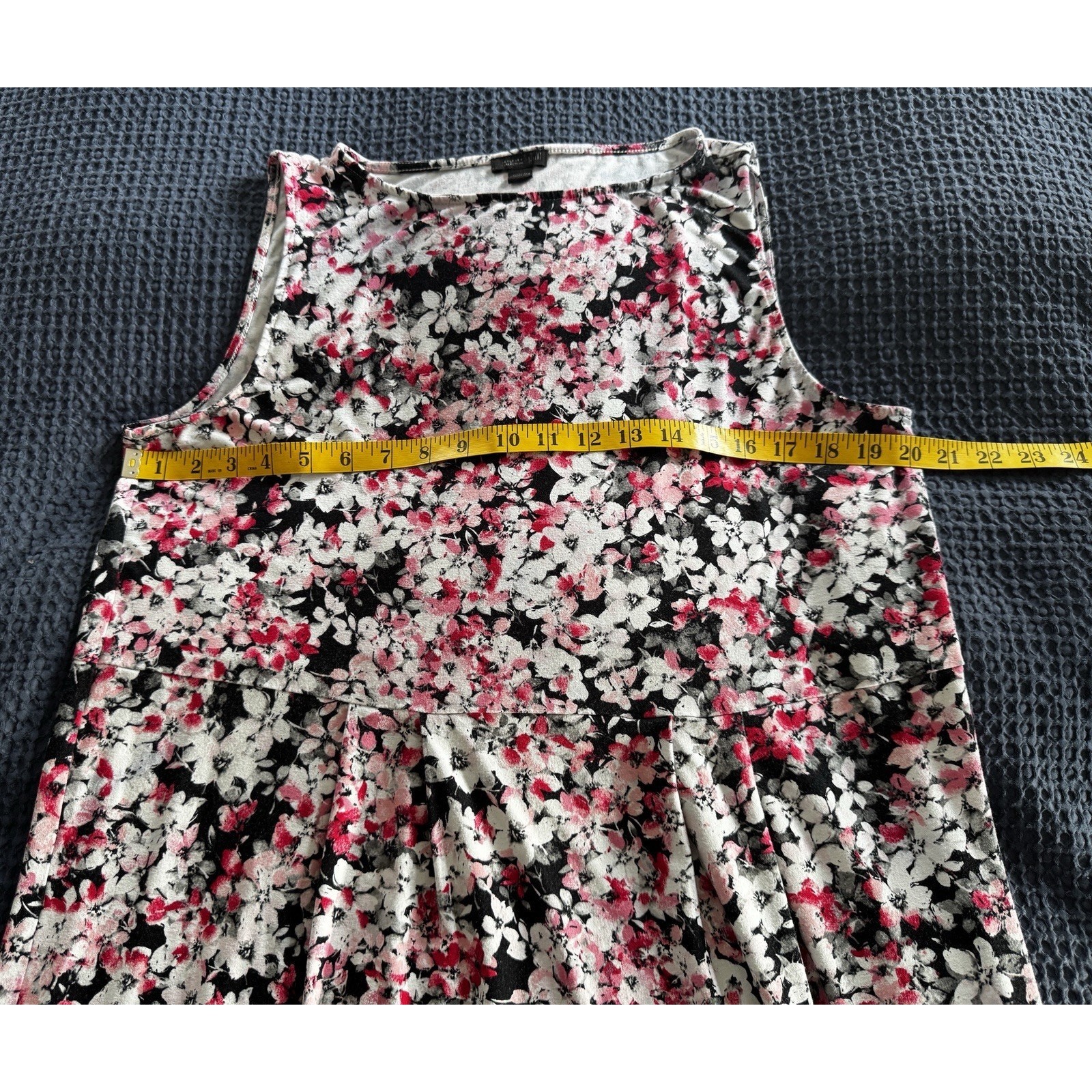 J. Jill Spring Summer Wherever Sleeveless Floral Dress Pink Gray Black Rose Sz L