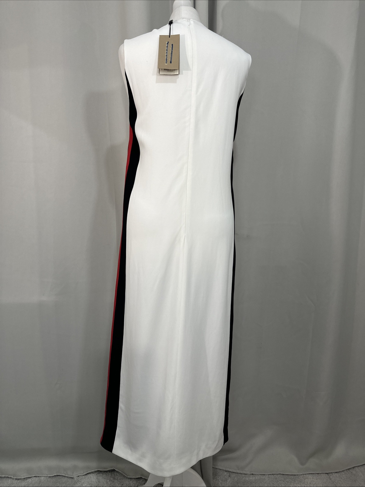 BURBERRY Selene Sleeveless Side-striped Midi Dress In Off White RRP$1350 A35