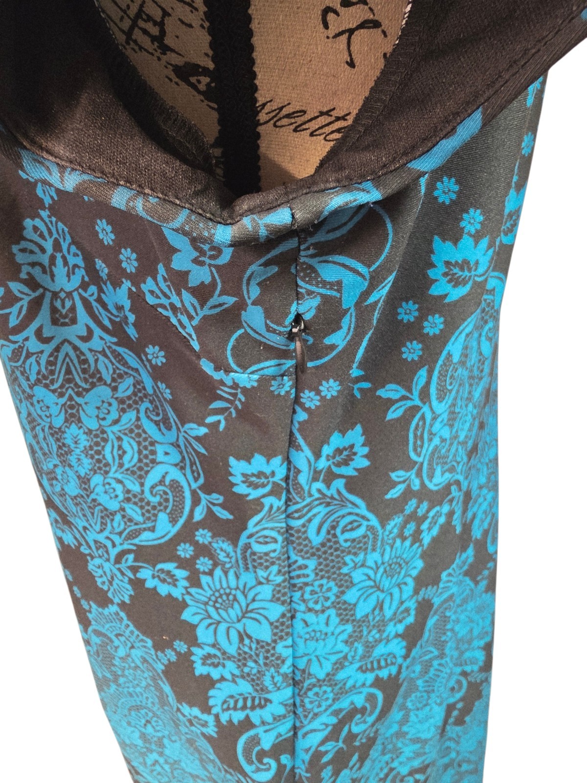 Studio One NY Ornate Teal Scroll Print Dress 14 Dark Academia Victorian Sheath