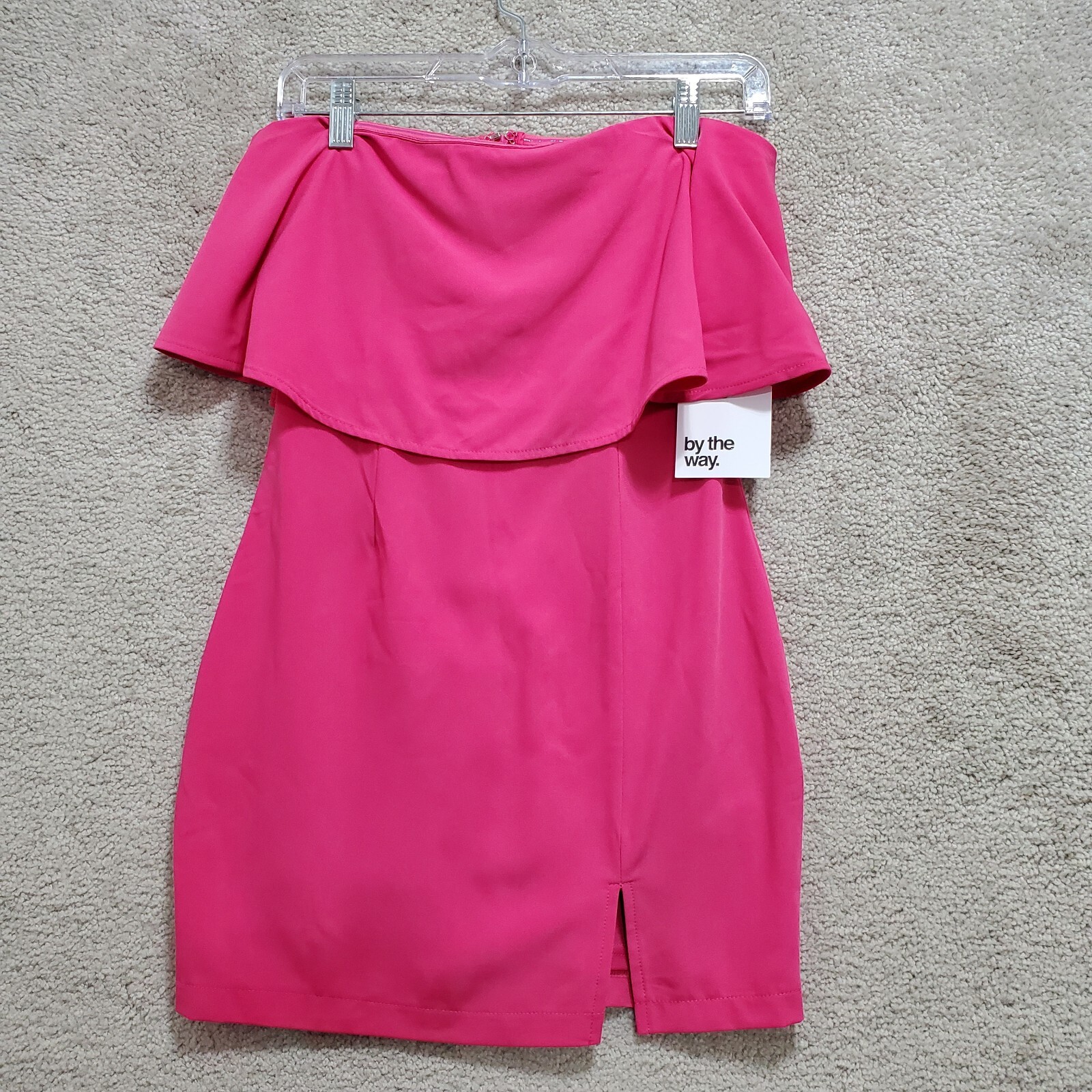 By The Way Dress Women’s XS Pink Barbiecore Stretch Off The Shoulder Cocktail