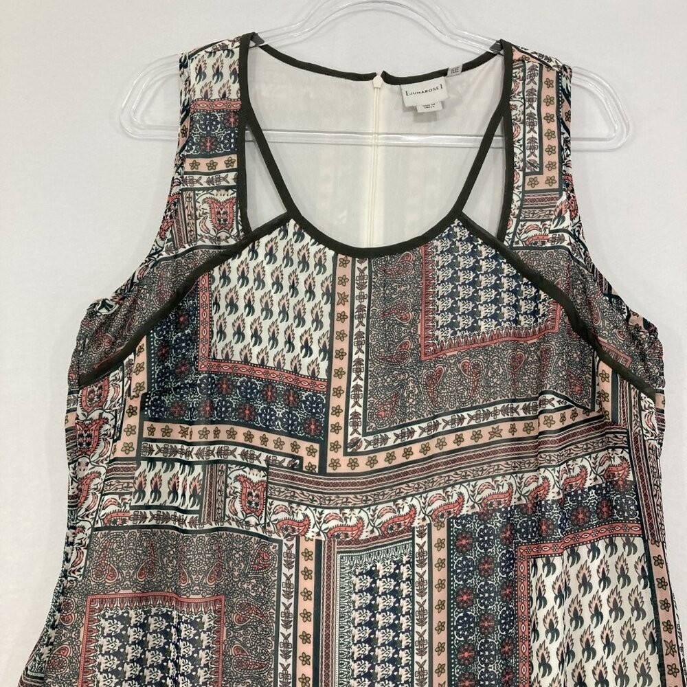 Junarose size 14 Multicolor Patchwork Boho Print Maxi Dress Feminine Vacation