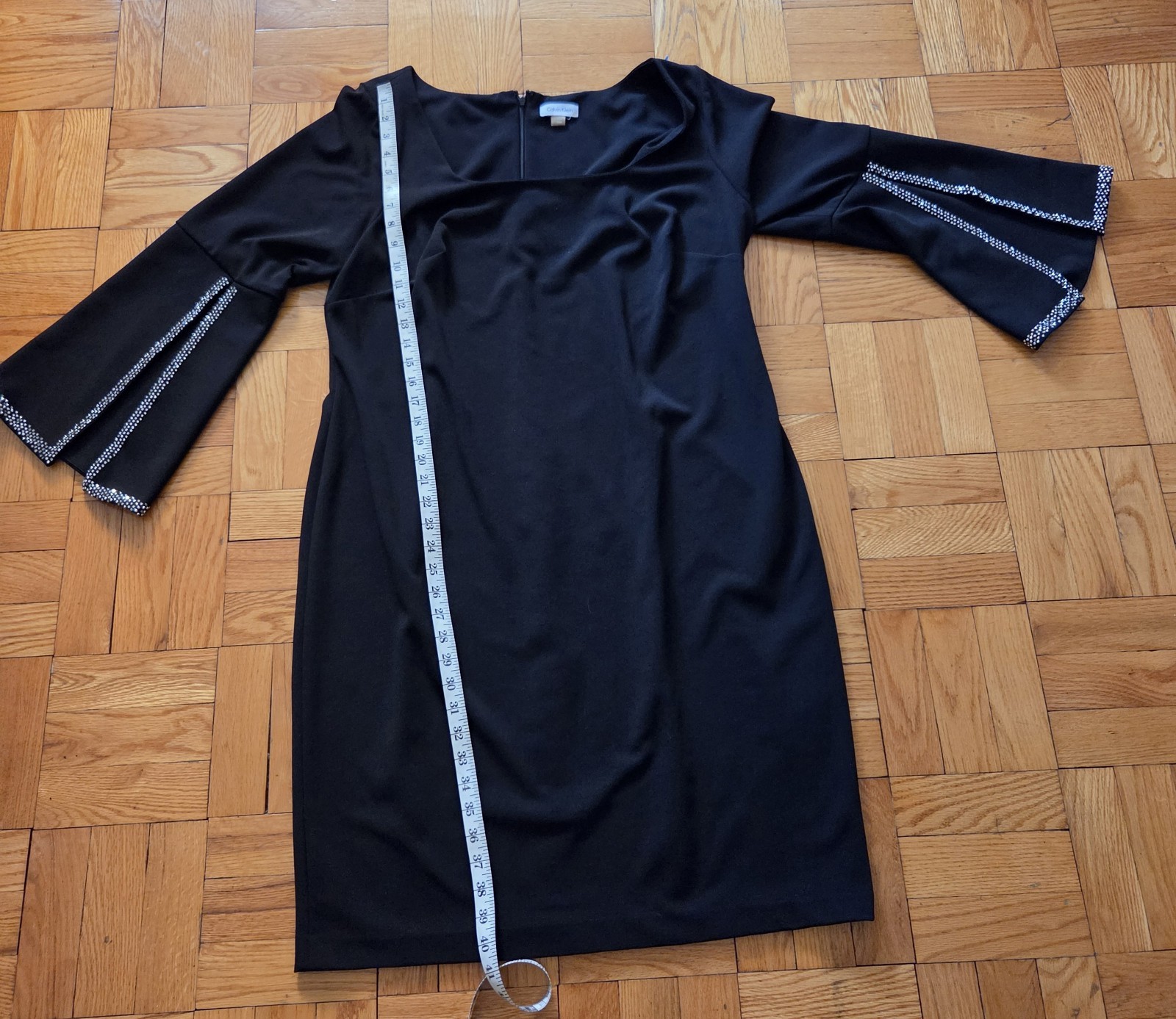 LBD Studded Sleeve Size 16w Cocktail Dress Calvin Klein