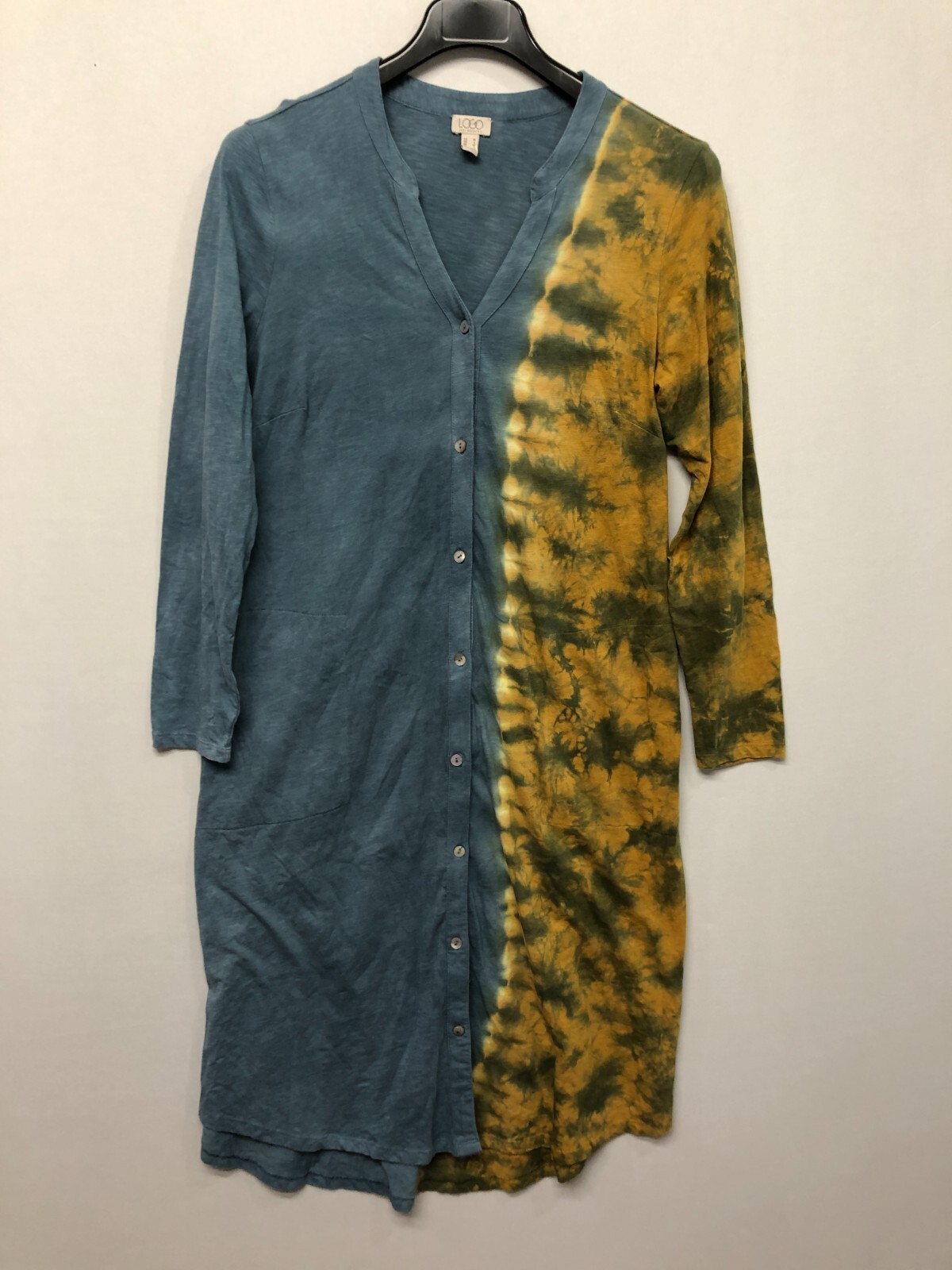 LOGO Lori Goldstein Women Long Sleeve Button Dress Size Medium Cotton M189 29