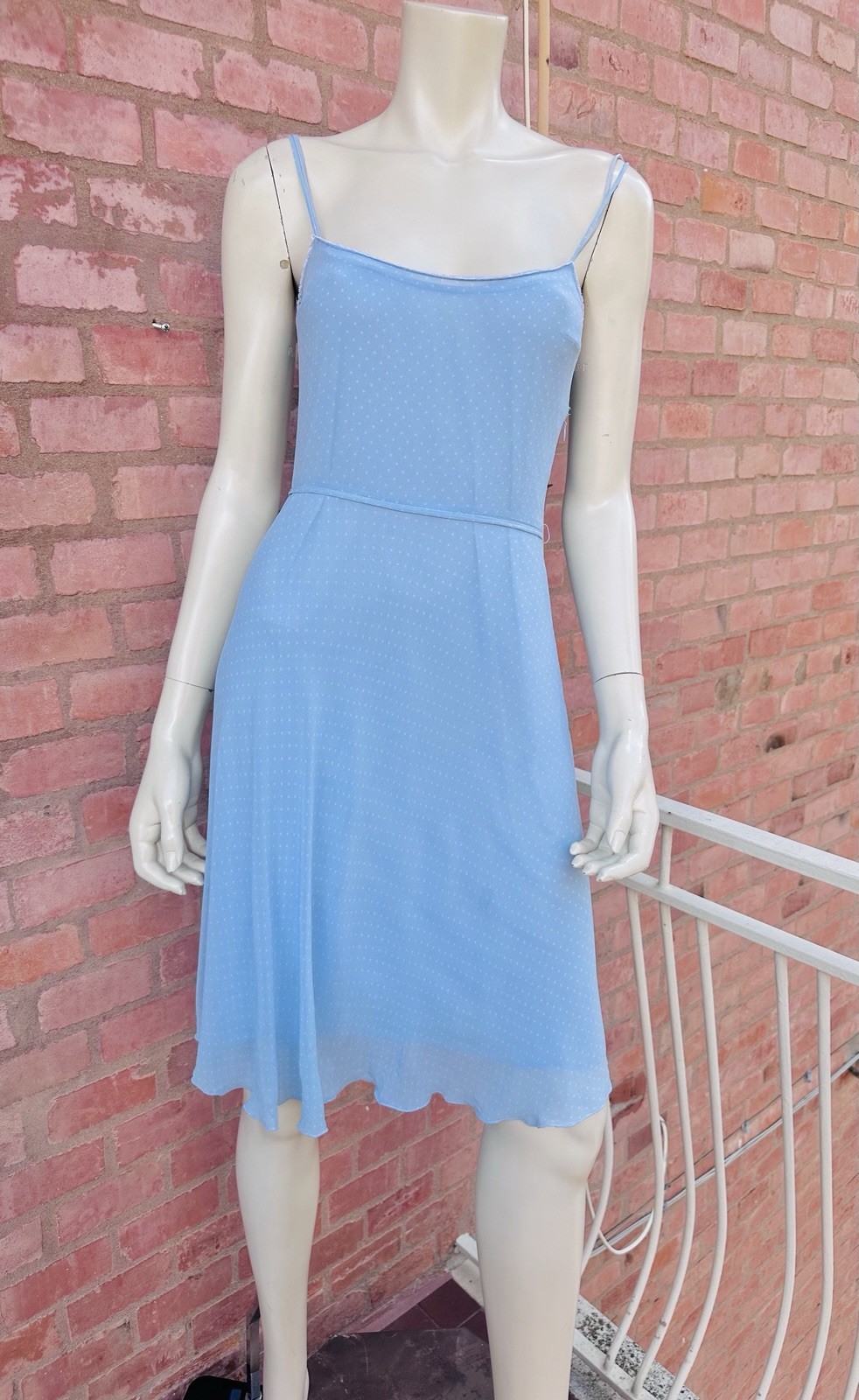 Vintage 2000s BluGirl Blumarine Blue Polka Dot Rayon Slip Dress I40 Y2K Gem💎