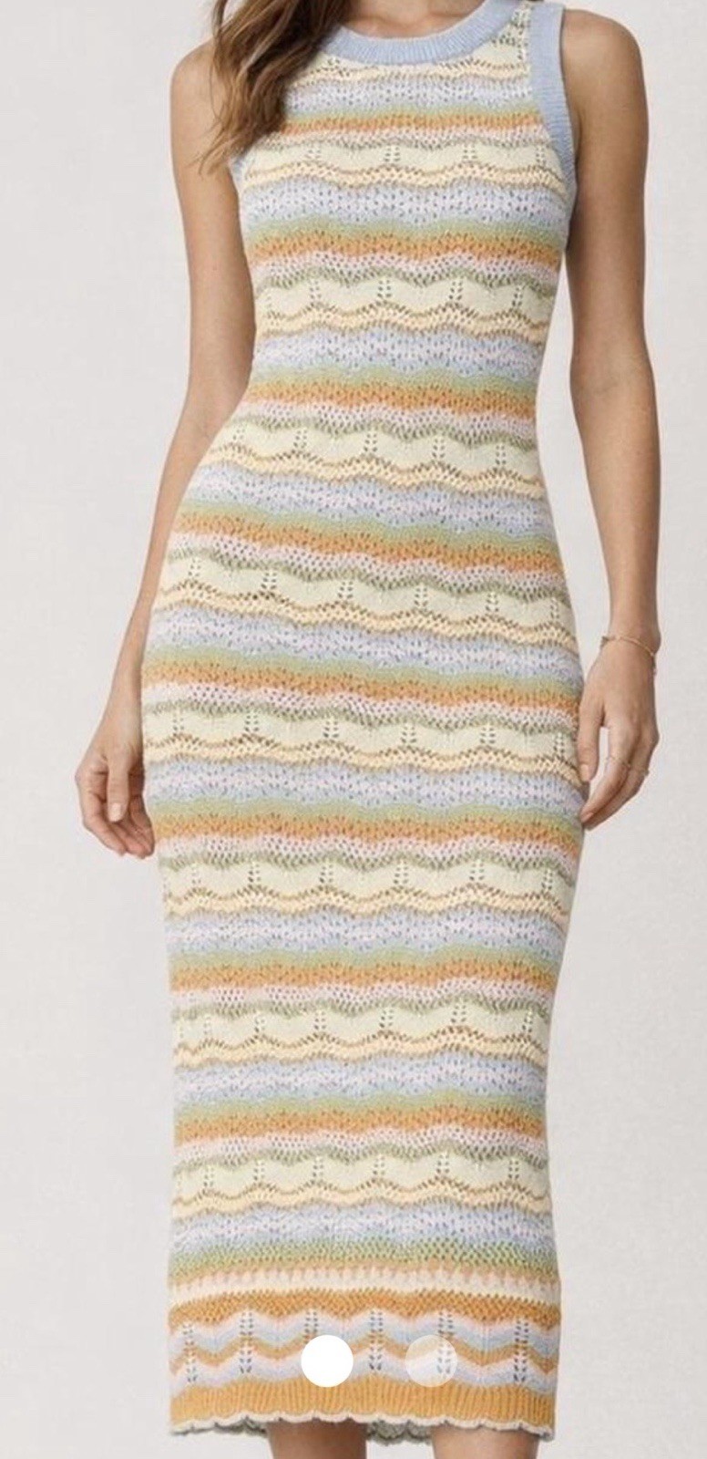 Willow & Wind Multicolor Striped Crochet Knit Sleeveless Midi Tank Dress Size M