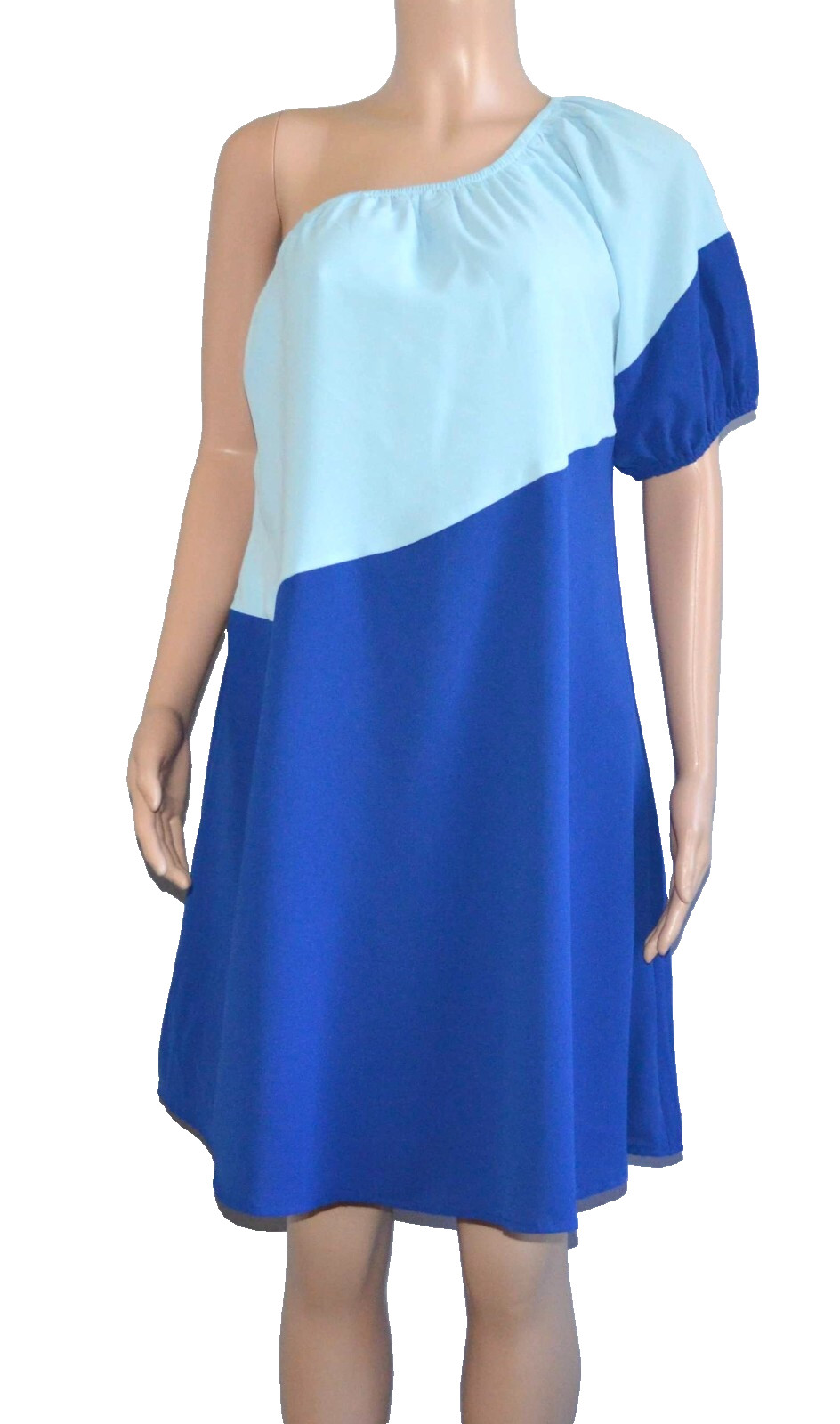 Women’s Kirundo Puff Sleeve One Shoulder Loose Fit Swing Short Dress Size Medium