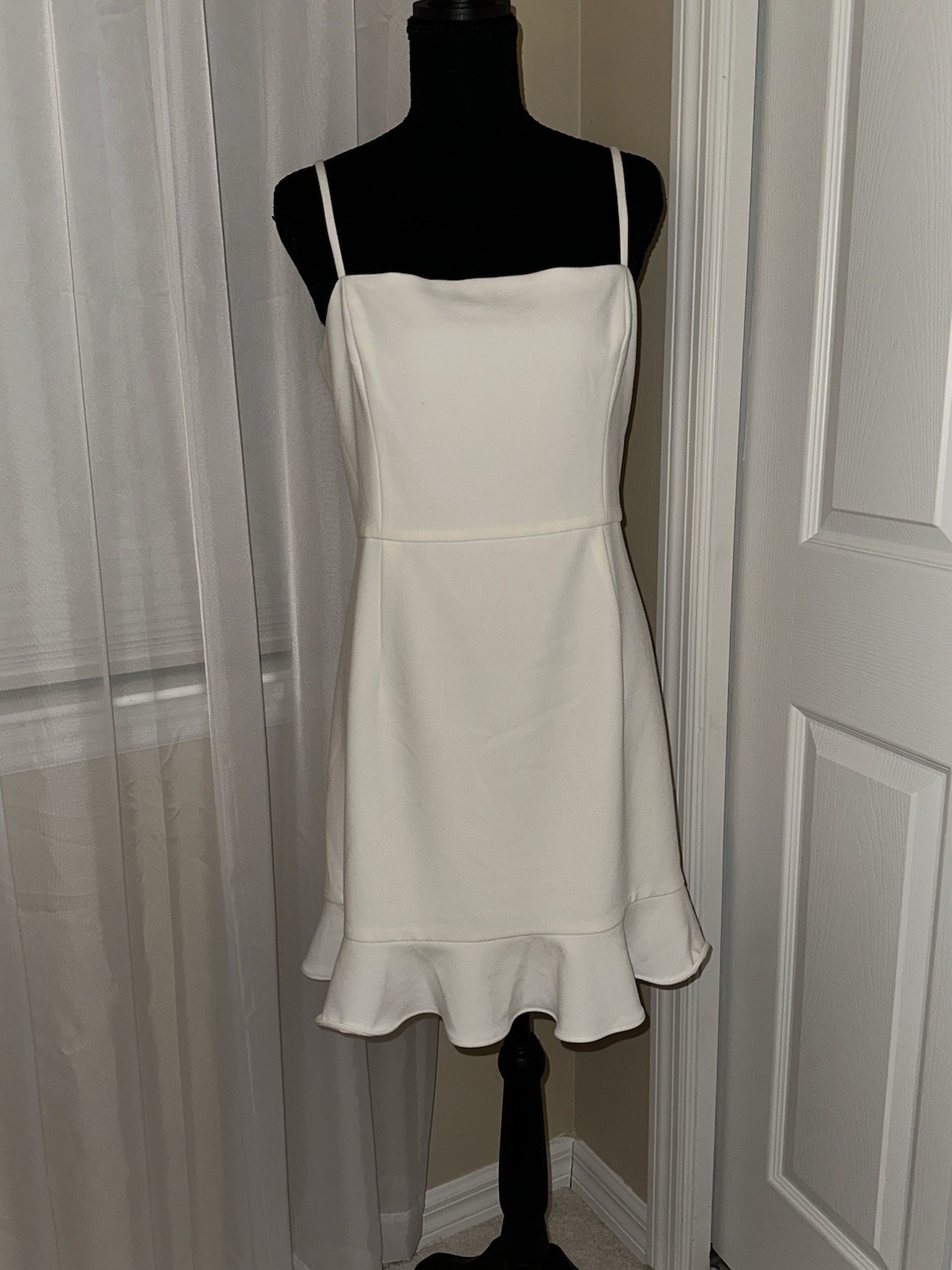 French Connection NWT White Spaghetti Strap Ruffle Hem Mini Dress