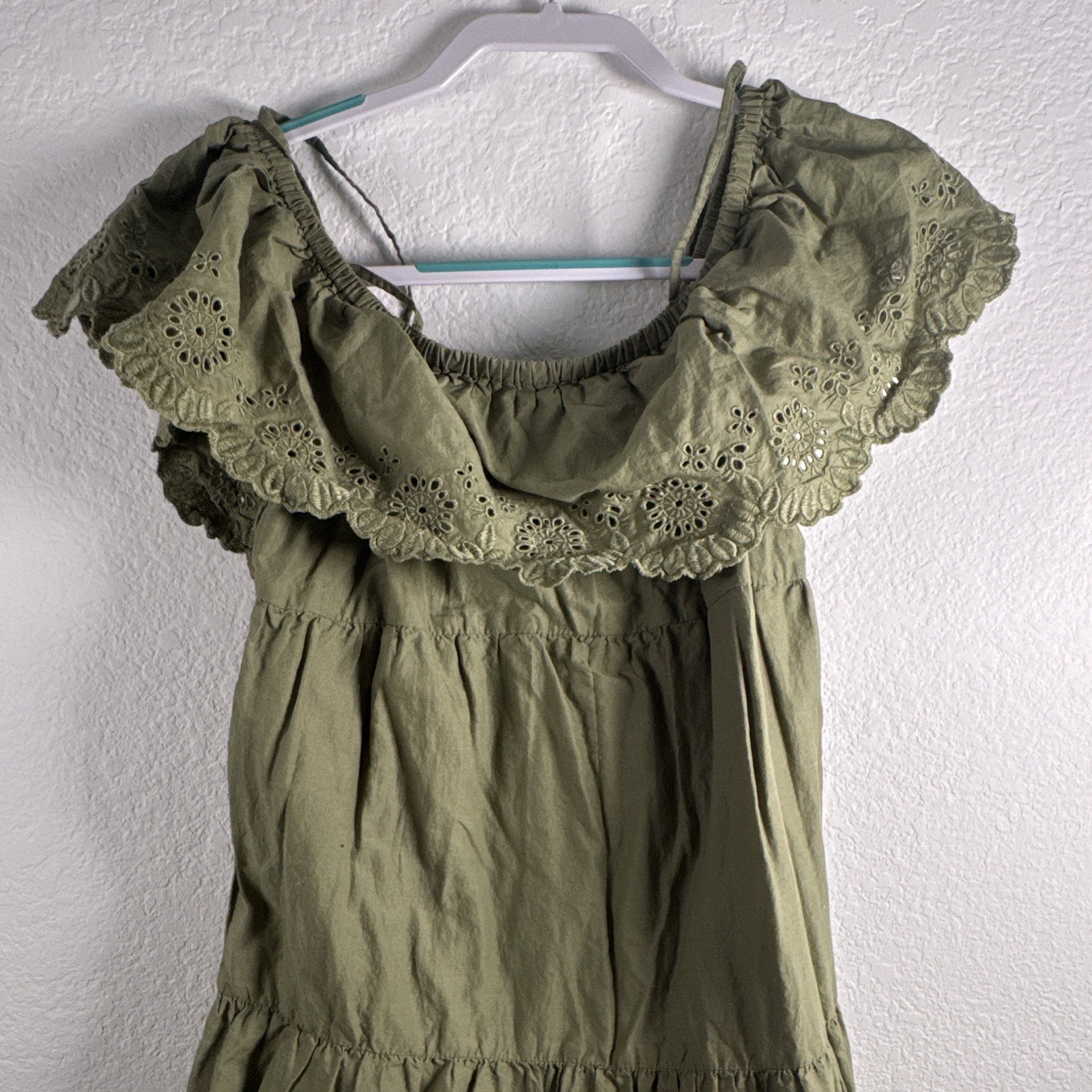 Old Navy Women’s XS Petite Green Solid Square Neck Ruffle Cap Sleeve Midi Dress