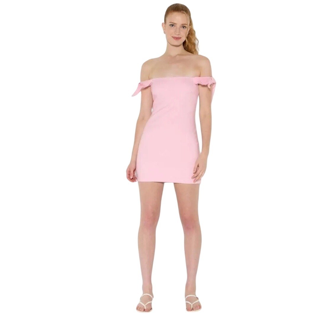 Wild Fable Pink Bow Off-the-Shoulder Short Sleeve Mini A Line Dress Size XL
