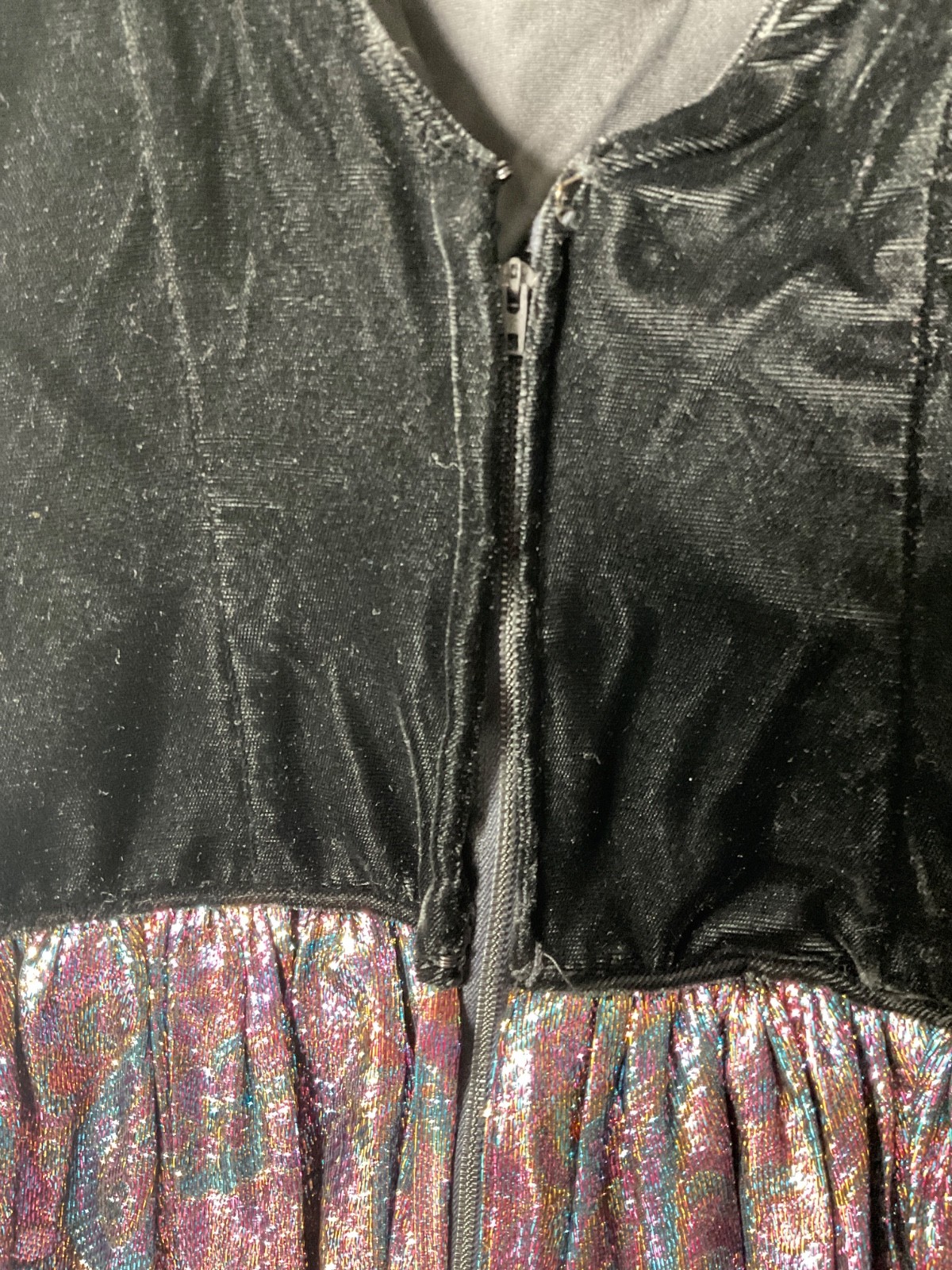 VTG Custom Made Velvet Tinsel Metallic Long Dress Lined