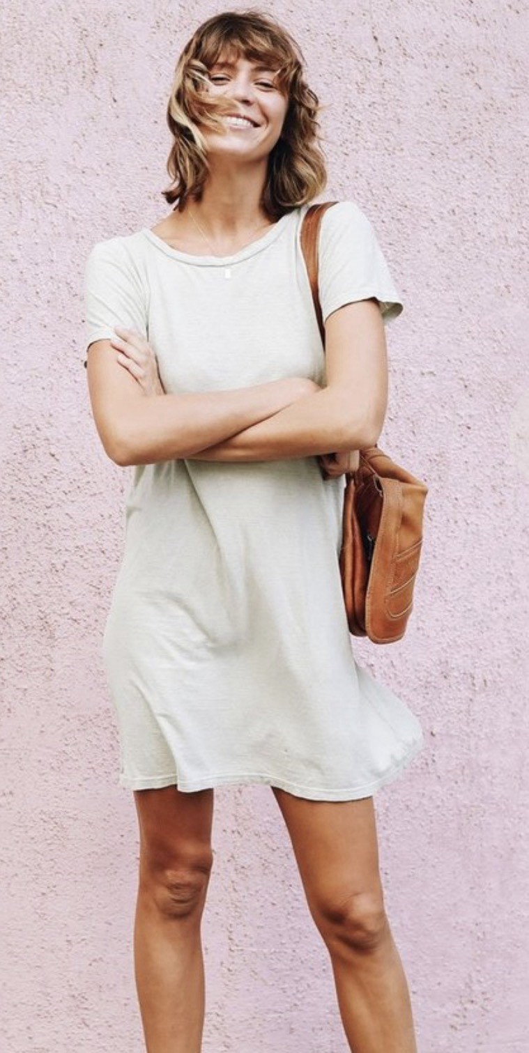 Jungmaven Rae Line Dress A-line Hemp Organic Cotton size Medium Canvas White