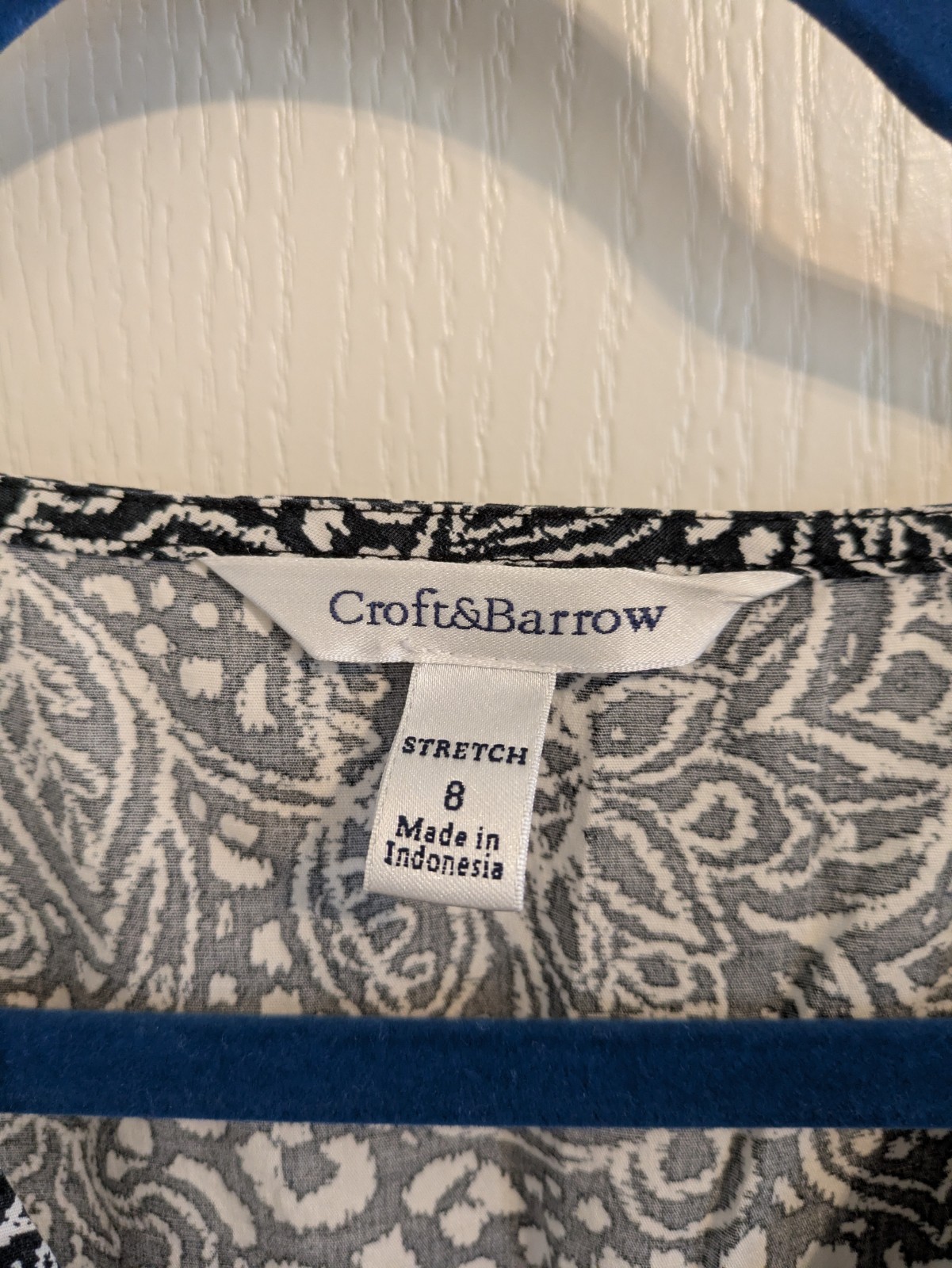Croft & Barrow Black & White Paisley Sleeveless Midi Dress Cotton Size 8