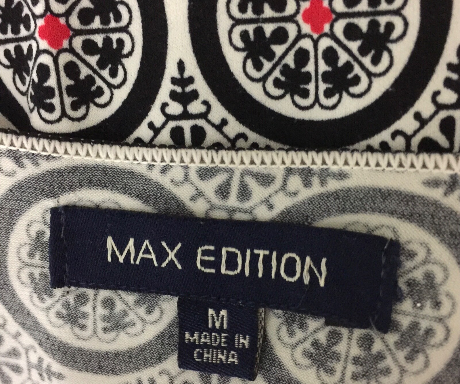 Max Edition Multicolor Geo Print Short Sleeve Surplice Blouson Dress Size M