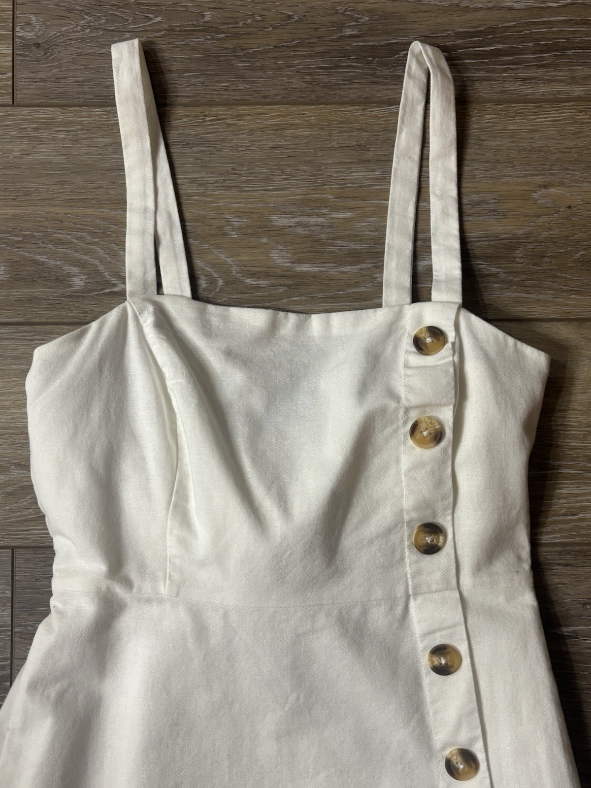 Lulus Louetta Button Mini Dress Sz S Bow Summer Easter Spring Cottage Coastal