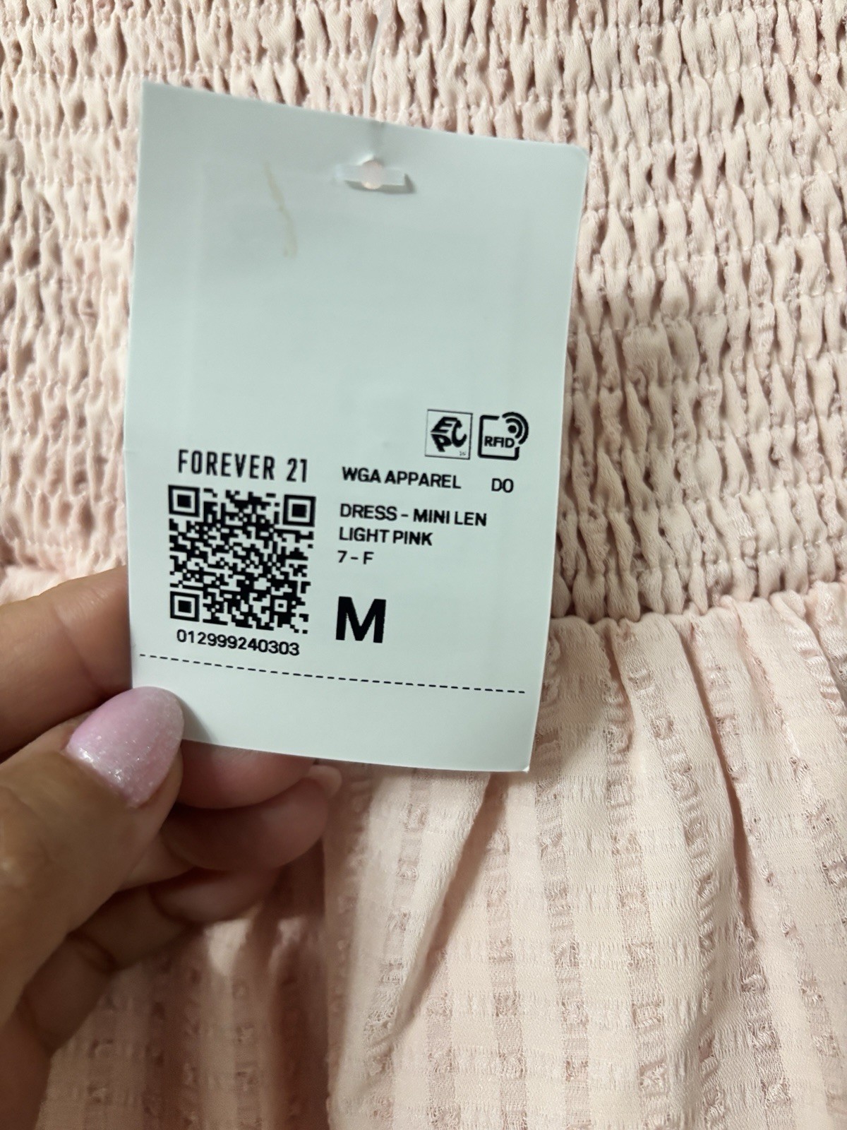 Forever 21 Pink Square Neck Smocked Puff Sleeve Mini Dress Women’s Size M