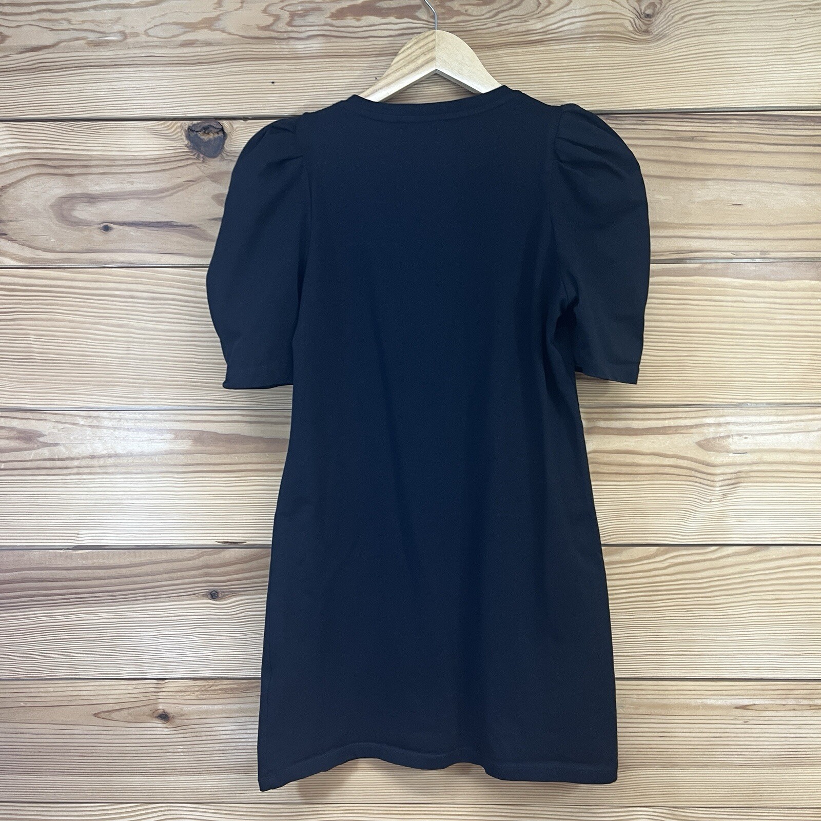 Pomander Place Dress XS Black Puffed Sleeve Shift T Shirt Stella Short B125