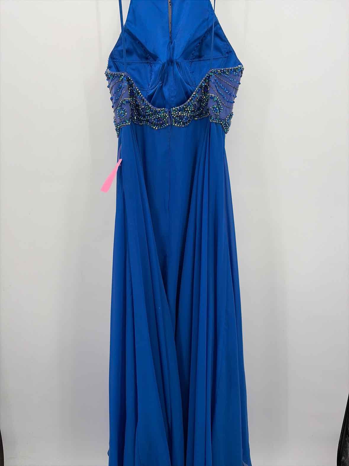 Pre-Owned Jovani Blue Size 8 Sleeveless Maxi Evening Gown