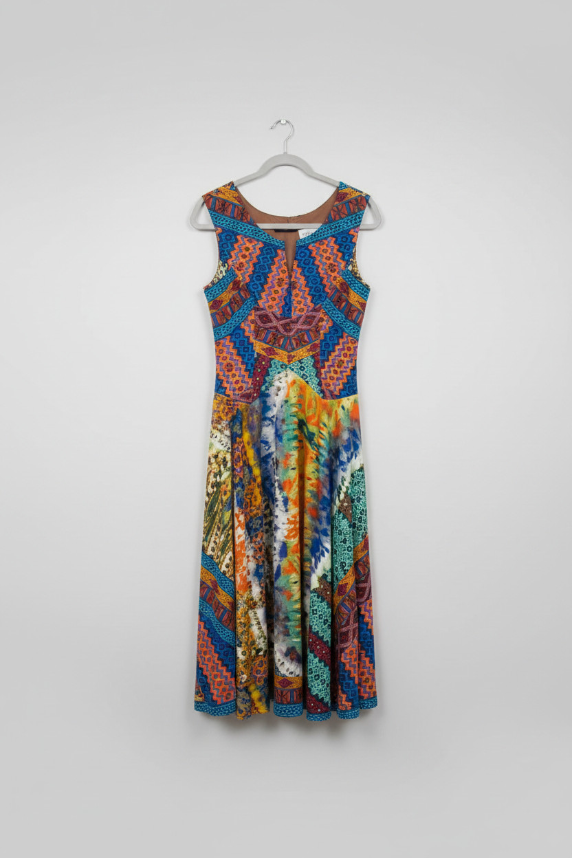 Women’s Sleeveless Dress Geometric Tribal Print Boho Casual