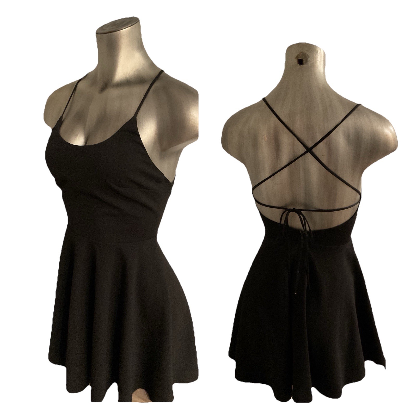 Trac Small Black Dress Strappy Back Zipper