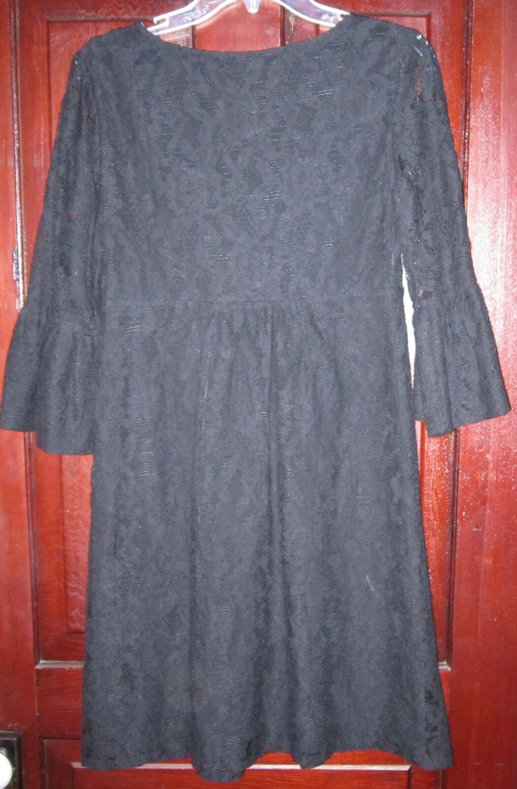 Michael Stars One Size S M L Black Lace Dress Fit Flare Empire V-Neck Crossover
