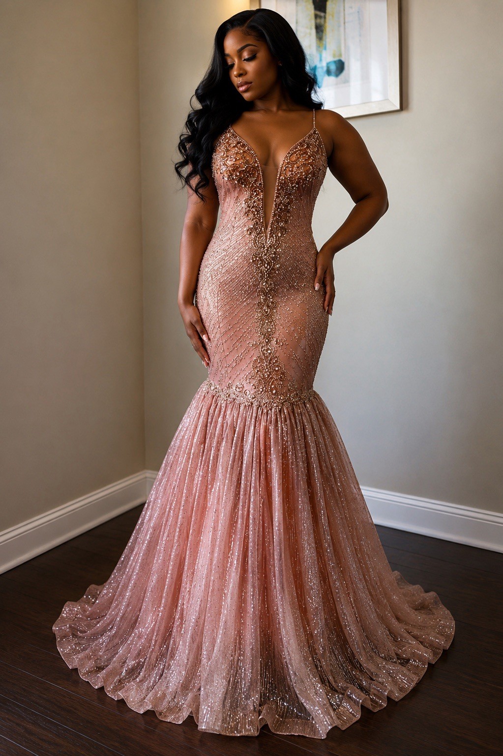 Dancing Queen Rose Gold Sequin Mermaid Prom Dress