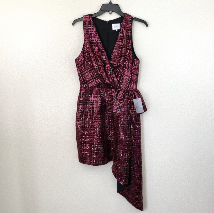 One33 Social Sequin Sheath Cocktail Dress Fuchia Pink 6