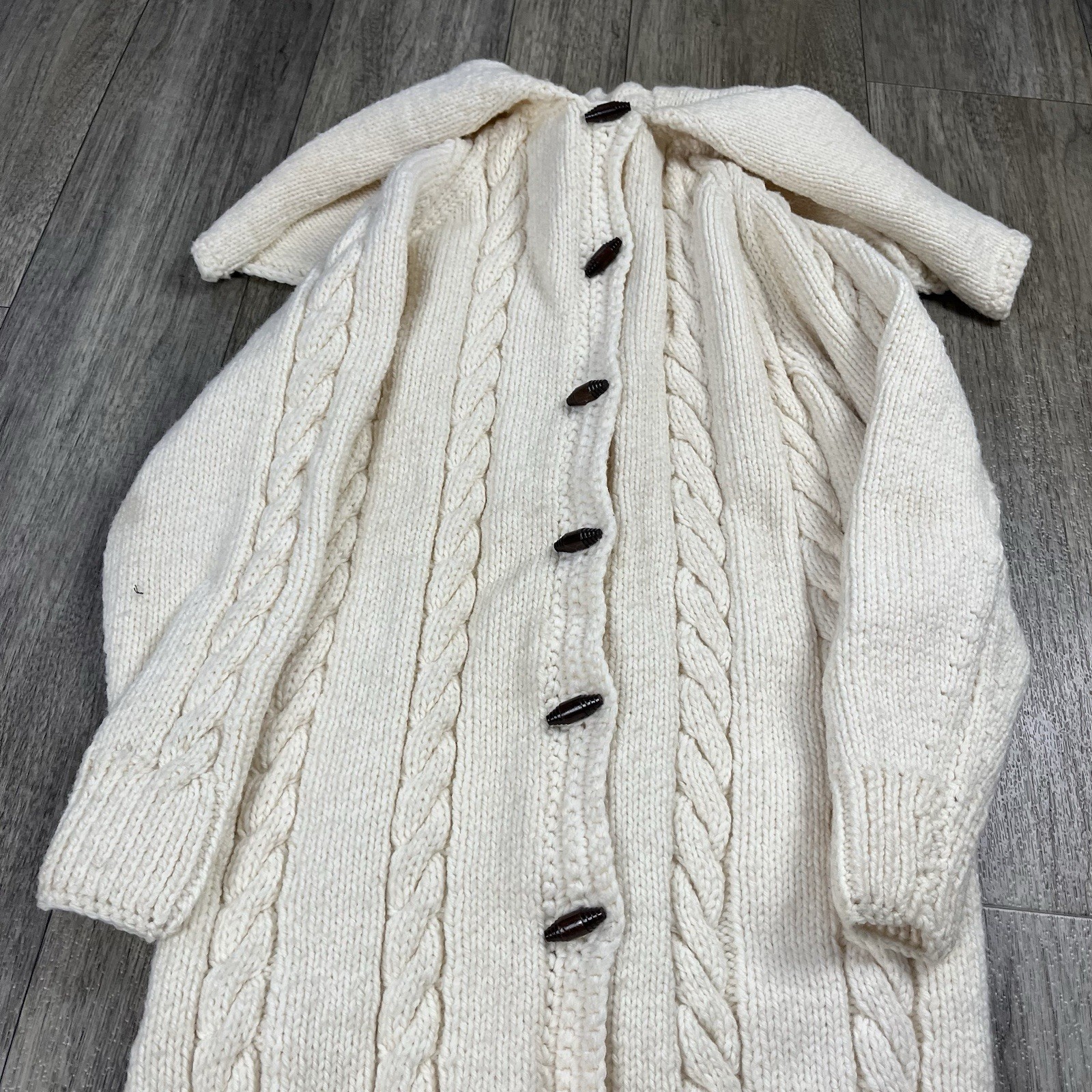 Handmade Vintage Chunky Fisherman Cable Knit Sweater Dress Size S/M Cozy Winter
