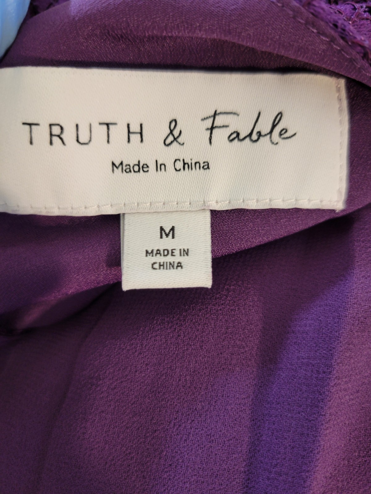 Truth & Fable Purple Solid Lace Maxi Dress Lined Long Sleeve Zip Regular M