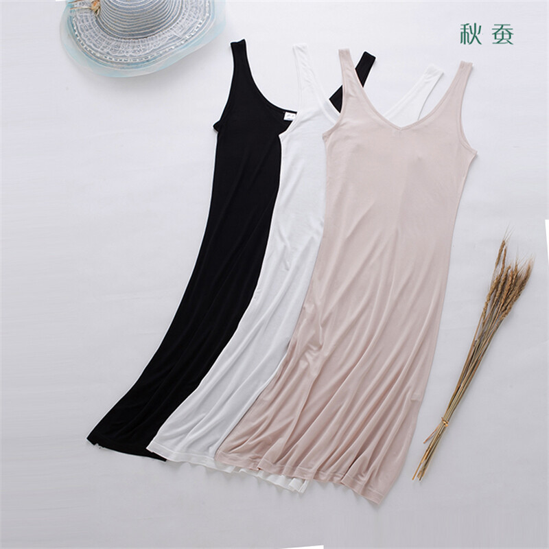 Women Mulberry Silk Full Slips Dresses Cami Under Dress Slip Chemise Nightgown