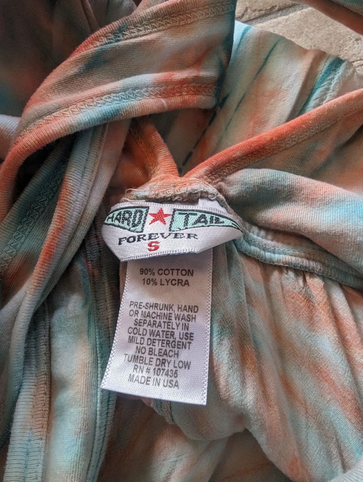 Hard Tail Twist Back Dress (S) Green Orange Tie Dye Maxi Cutout Breezy Flowy
