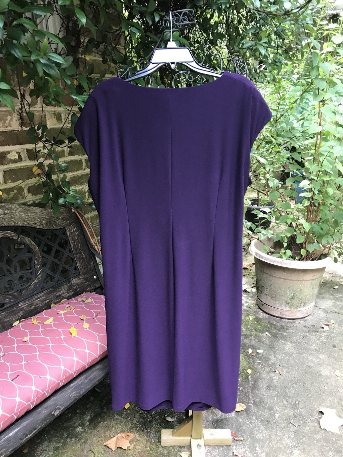 Anne Klein- EGGPLANT PURPLE POLYKNIT MIDI WRAP DRESS- Size XL/1X?- EUC