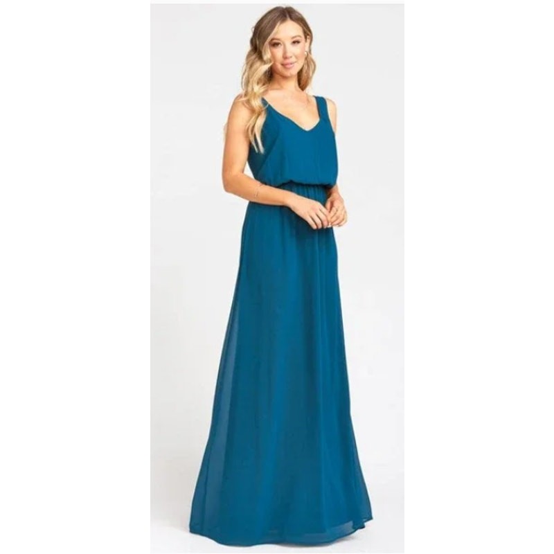 Show Me Your Mumu Kendall Chiffon Maxi Dress Medium, Deep Jade Dark Green Formal