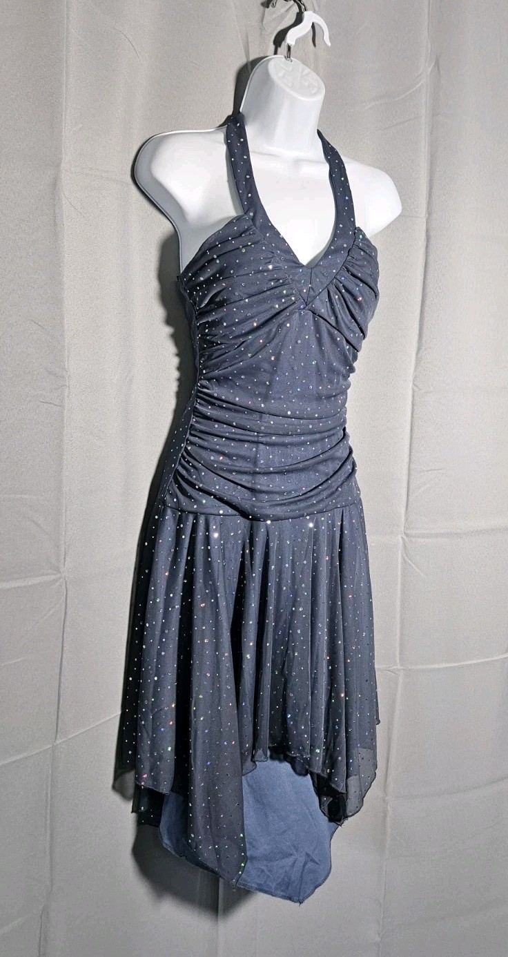 Jodi Kristopher Y2K Whimsy Babydoll Fairy Asymmetric Gray Sparkle Rouch Mini M